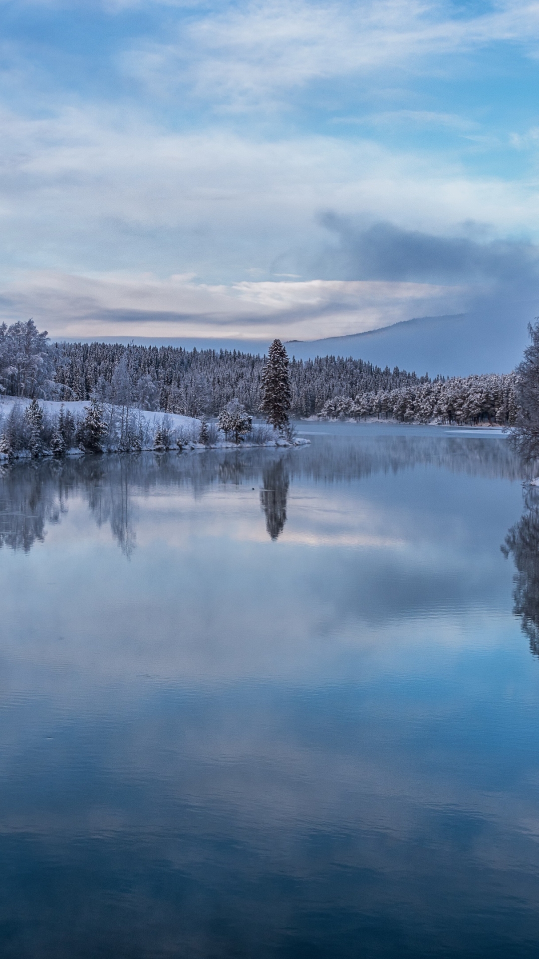 Download mobile wallpaper Winter, Reflection, Earth, River for free.