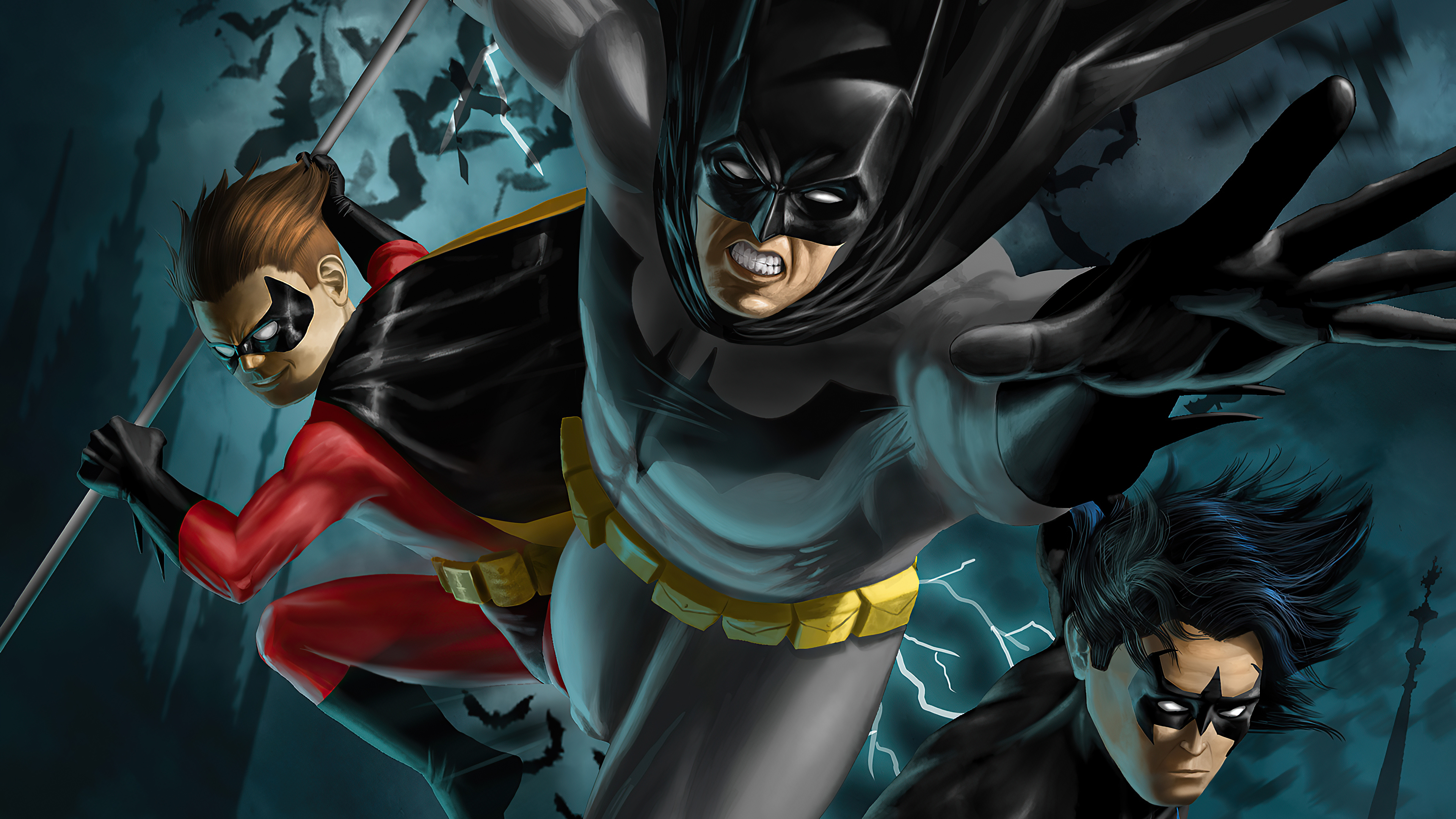 Download mobile wallpaper Batman, Comics, Dc Comics, Nightwing, Robin (Dc Comics), Dick Grayson, Damian Wayne for free.
