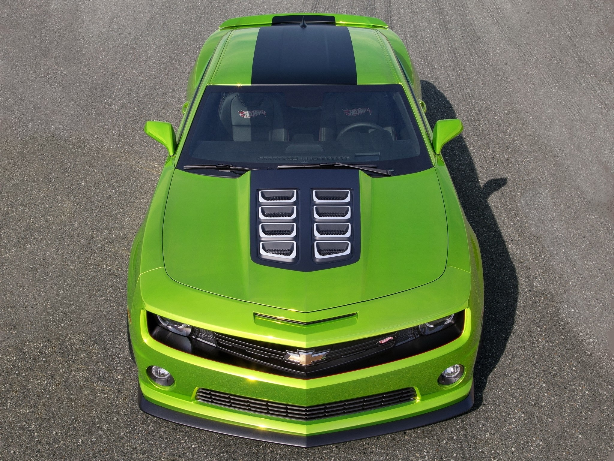 cars, chevrolet camaro, auto, green, view from above, car, machine