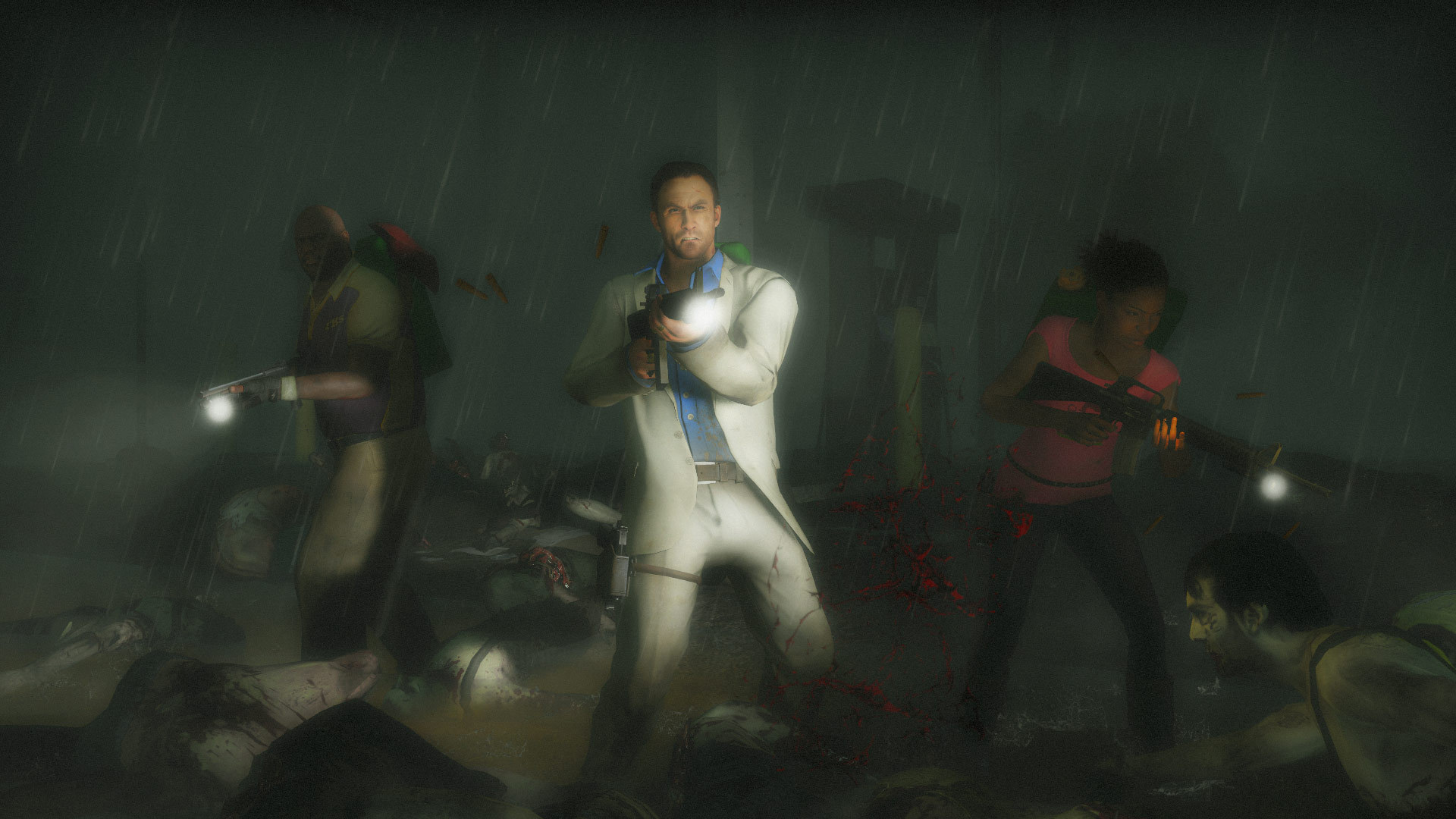 night, video game, left 4 dead 2, rain, zombie, left 4 dead