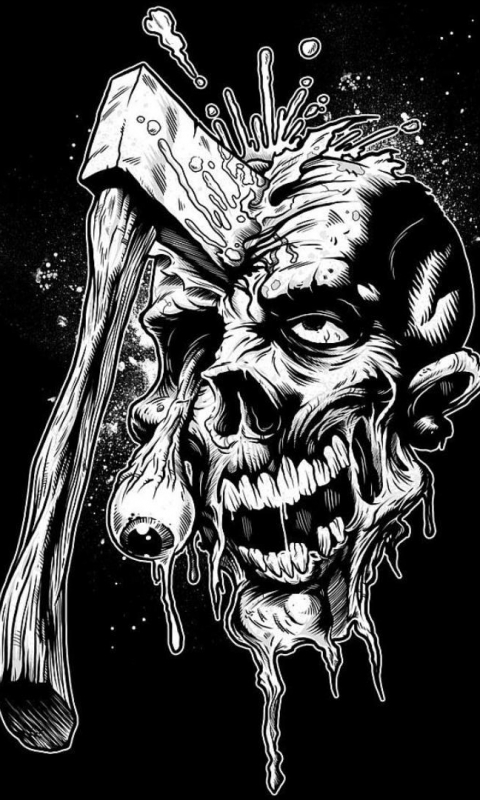 Download mobile wallpaper Dark, Creepy, Skull, Axe, Horror, Zombie for free.