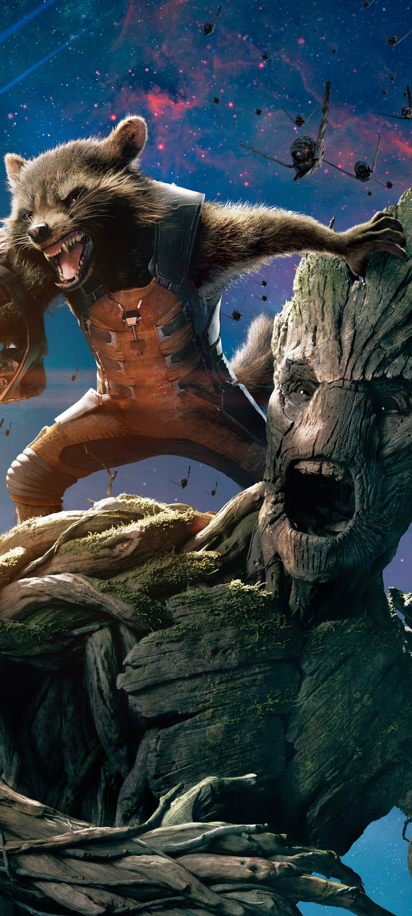 Download mobile wallpaper Movie, Guardians Of The Galaxy, Rocket Raccoon, Groot for free.