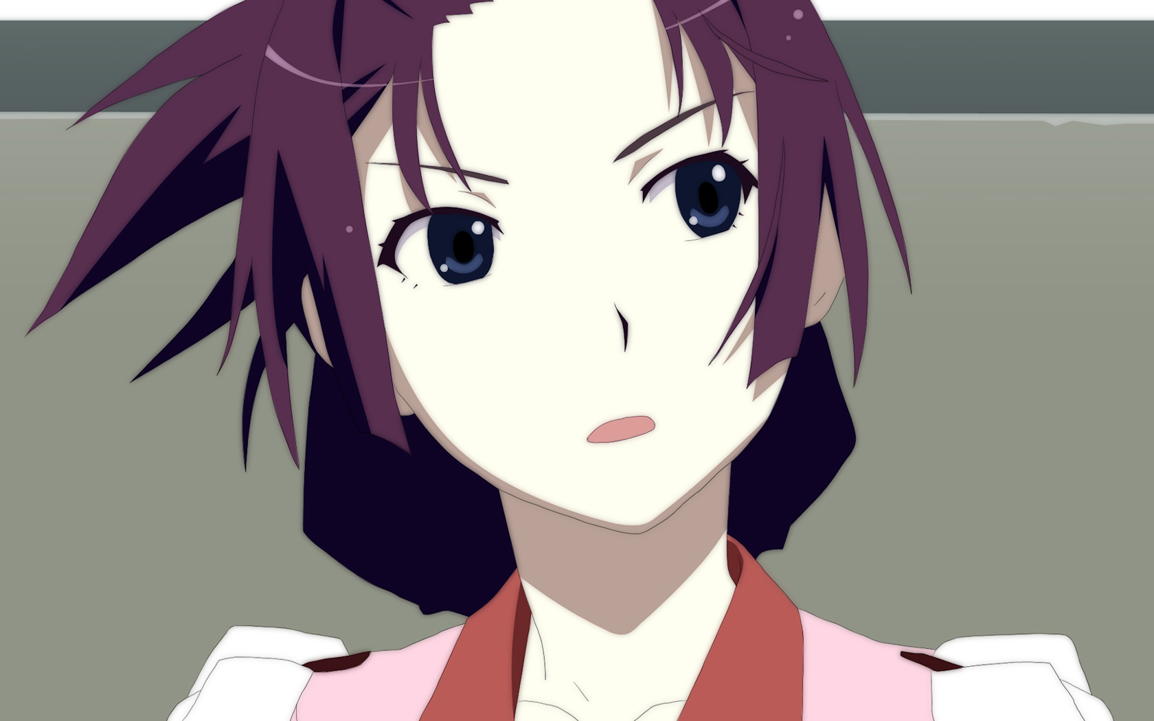 Free download wallpaper Anime, Blue Eyes, School Uniform, Monogatari (Series), Purple Hair, Hitagi Senjōgahara on your PC desktop