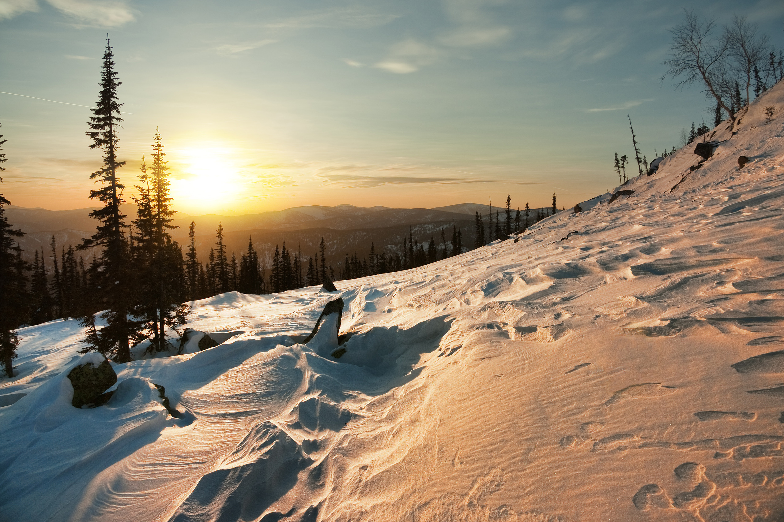 Скачать обои бесплатно Зима, Закат, Снег, Гора, Земля/природа картинка на рабочий стол ПК