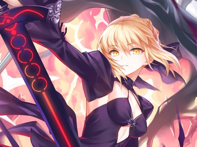 Download mobile wallpaper Anime, Blonde, Yellow Eyes, Saber (Fate Series), Saber Alter, Fate/grand Order, Fate Series for free.