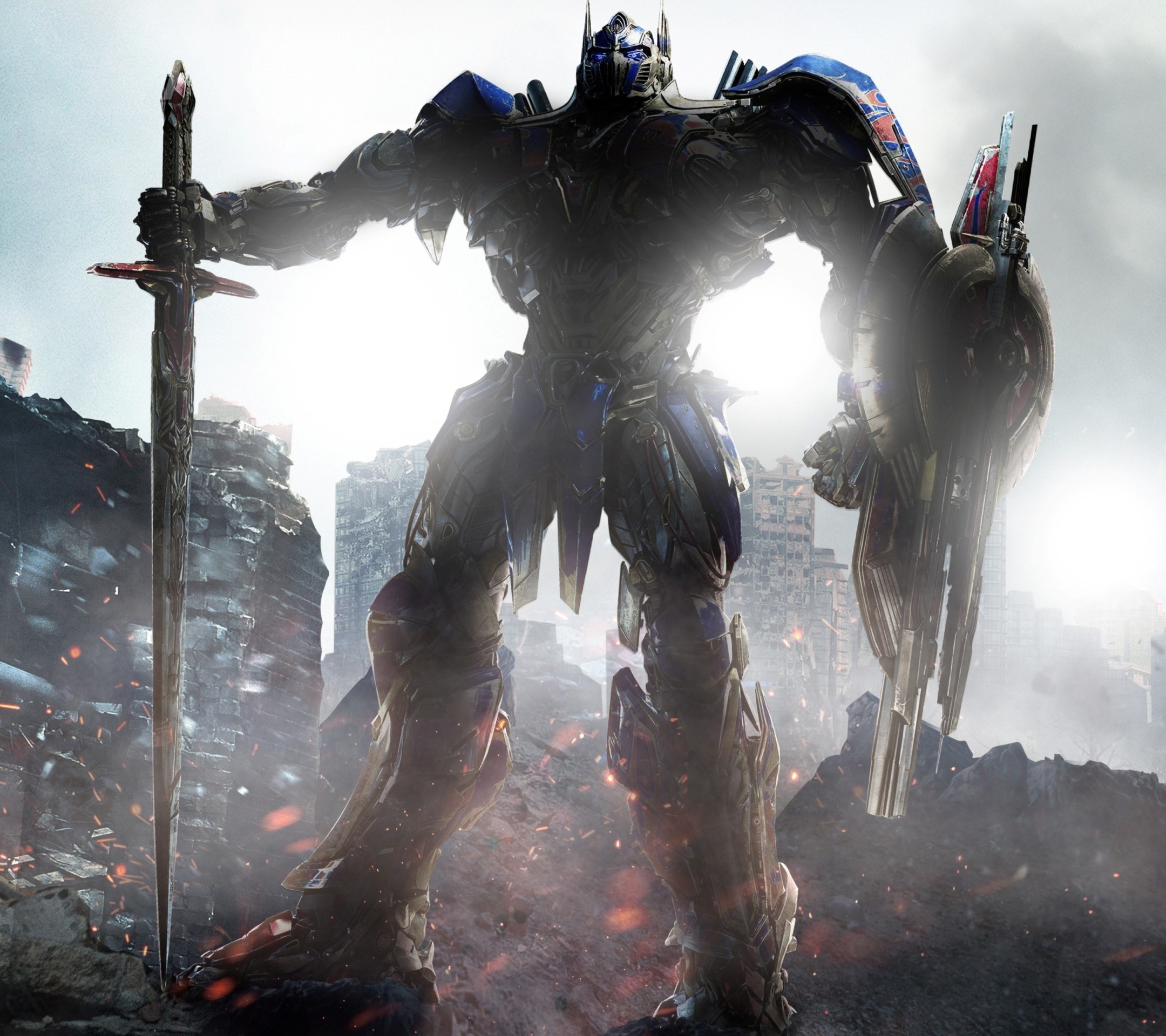Download mobile wallpaper Transformers, Shield, Robot, Sword, Movie, Optimus Prime, Transformers: The Last Knight for free.