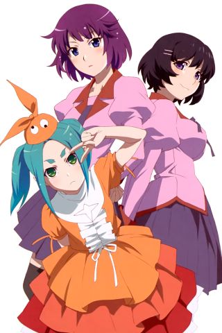 Download mobile wallpaper Anime, Monogatari (Series), Hitagi Senjōgahara, Tsubasa Hanekawa, Yotsugi Ononoki for free.
