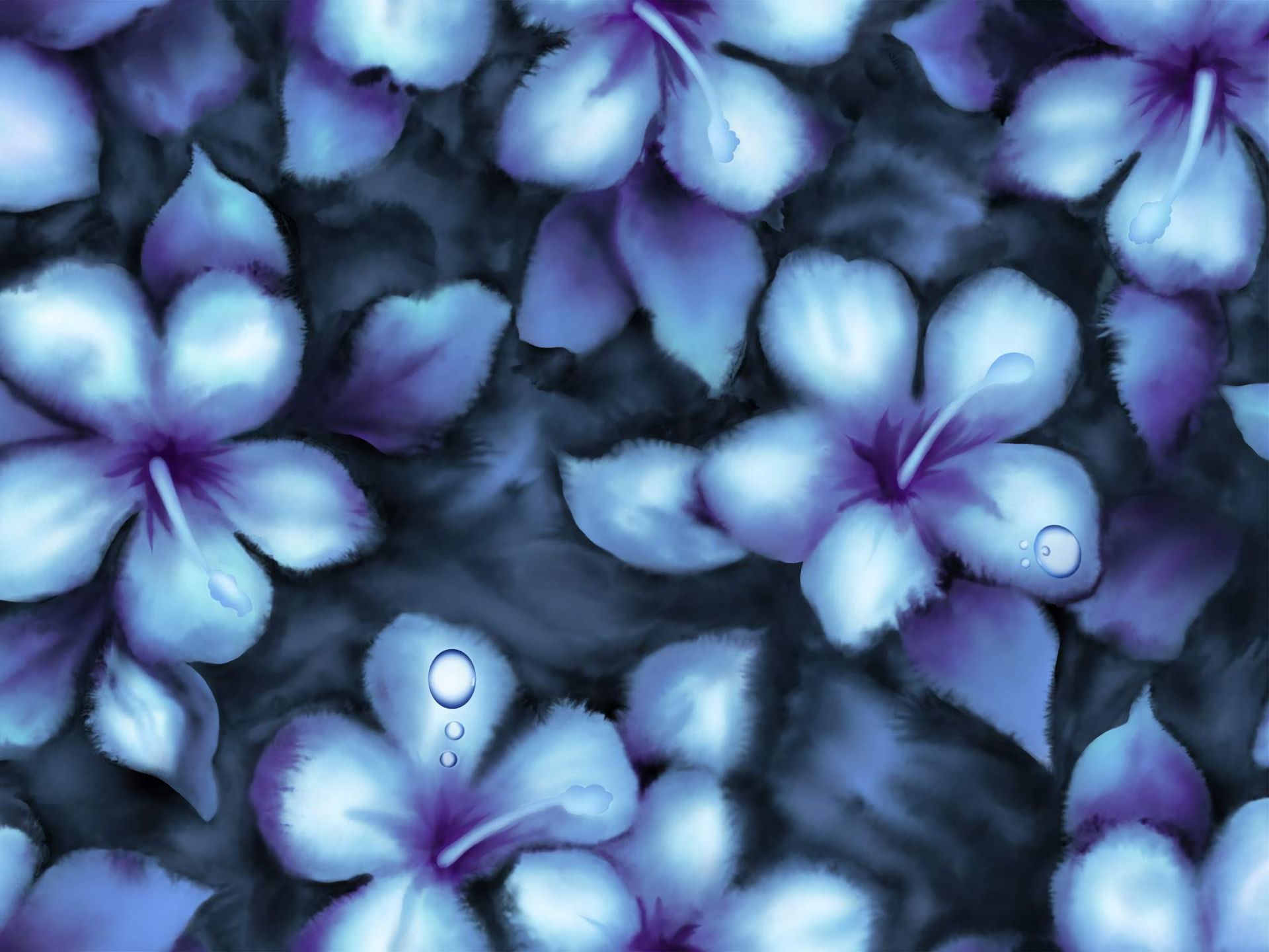 Laden Sie das Blumen, Blume, Malerei, Künstlerisch, Blaue Blume-Bild kostenlos auf Ihren PC-Desktop herunter