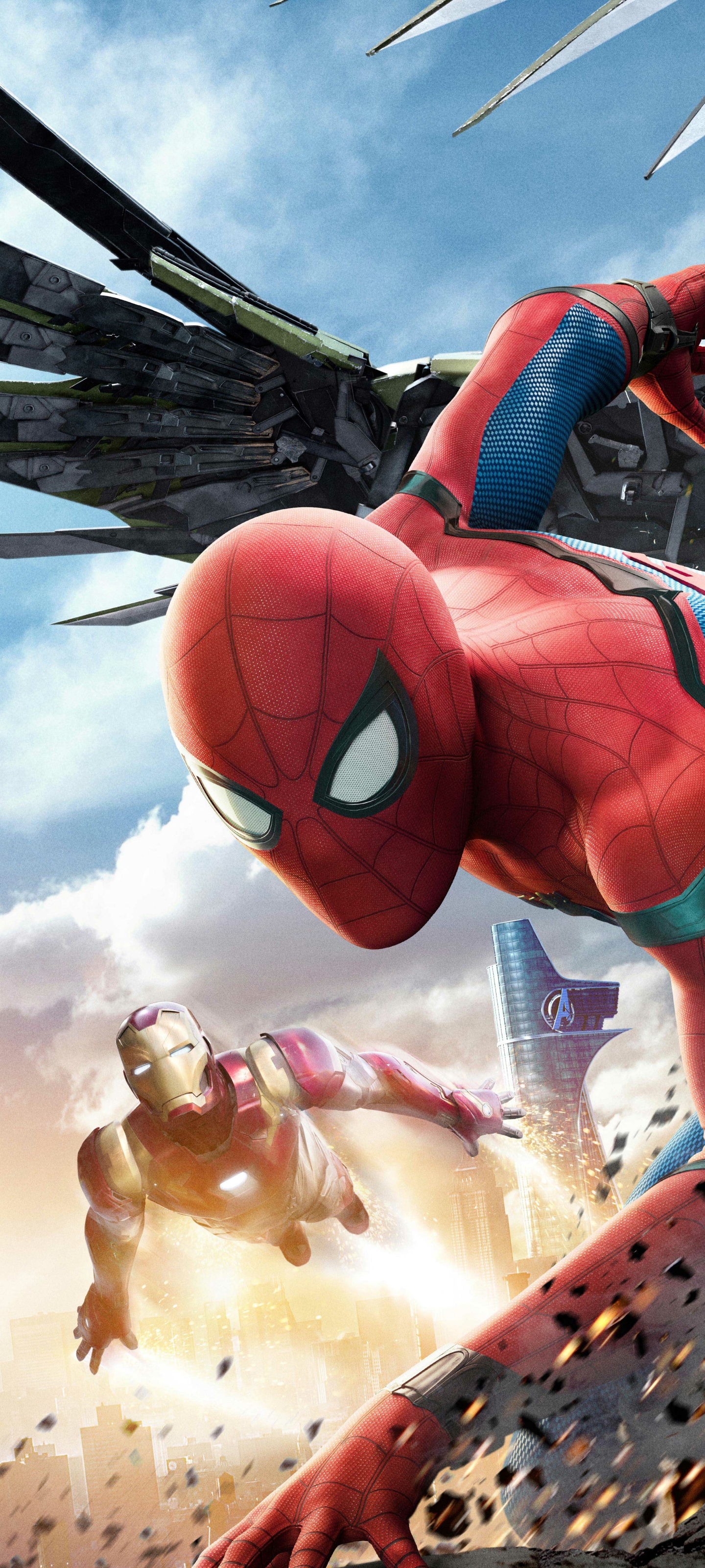 Handy-Wallpaper Filme, Ironman, Tony Stark, Spider Man, Peter Parker, Spider Man: Homecoming kostenlos herunterladen.