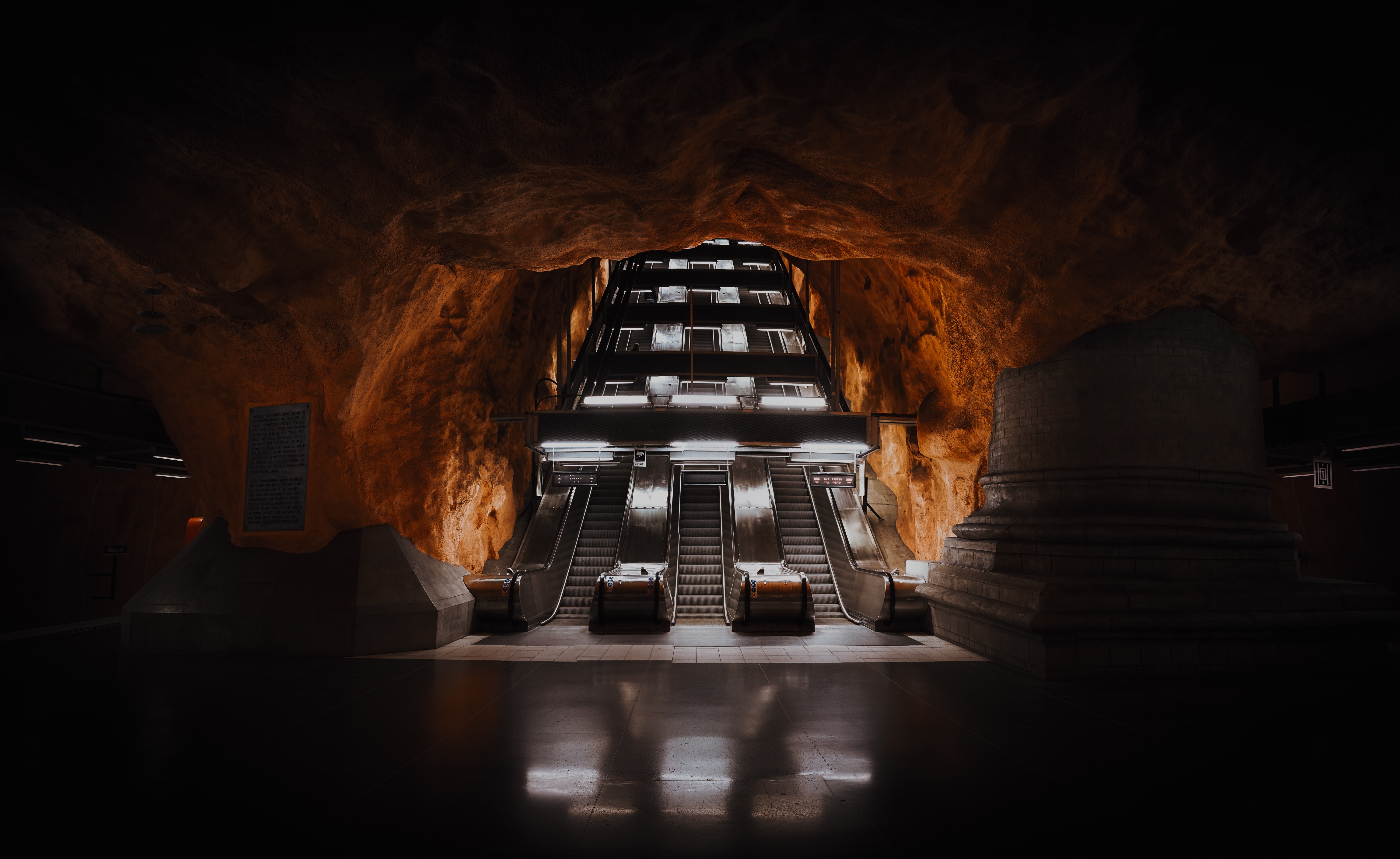 tunnel, dark, miscellanea, miscellaneous, metro, subway, escalator HD wallpaper
