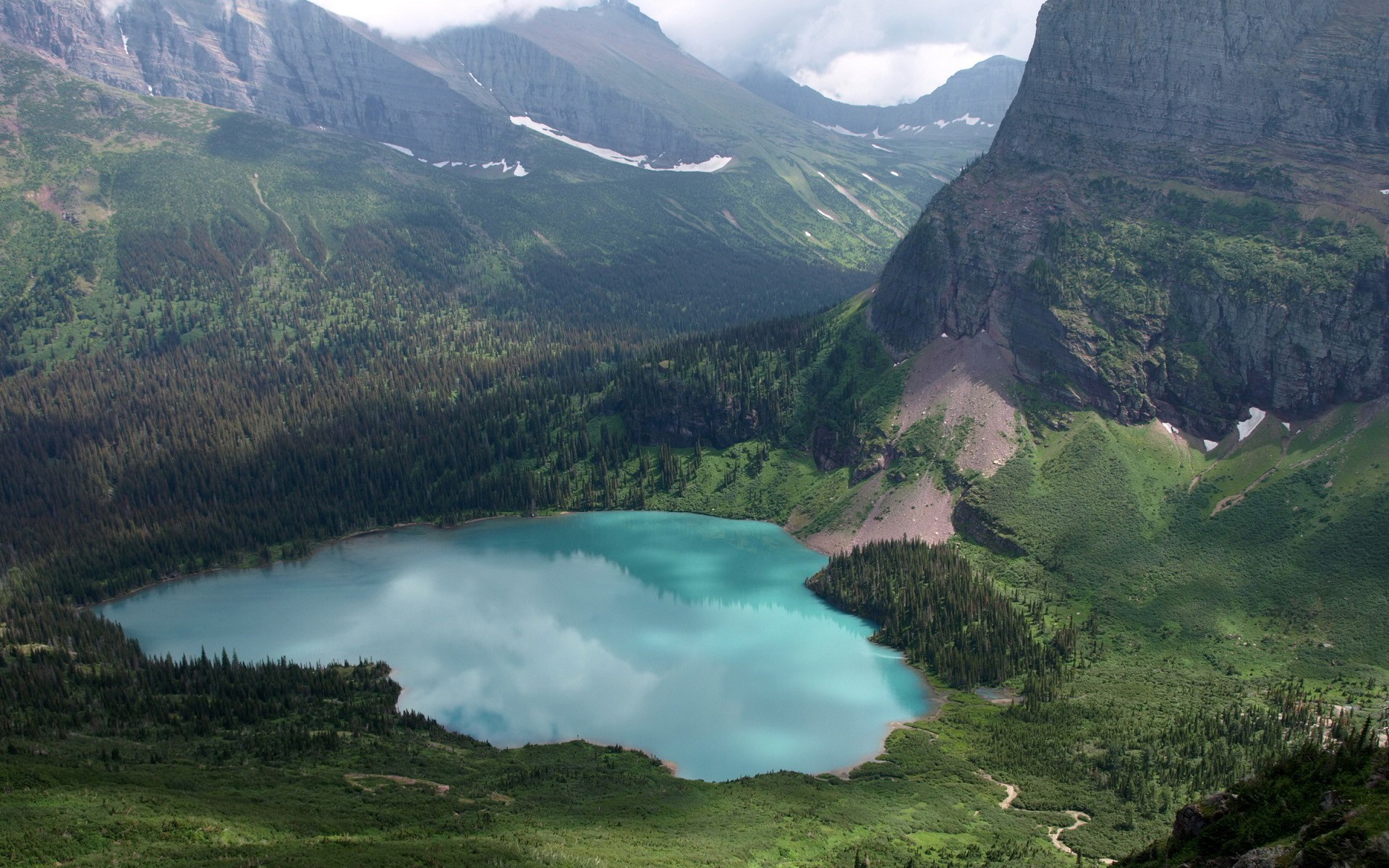 earth, lake, glacier national park, mountain, nature, valley, water, lakes