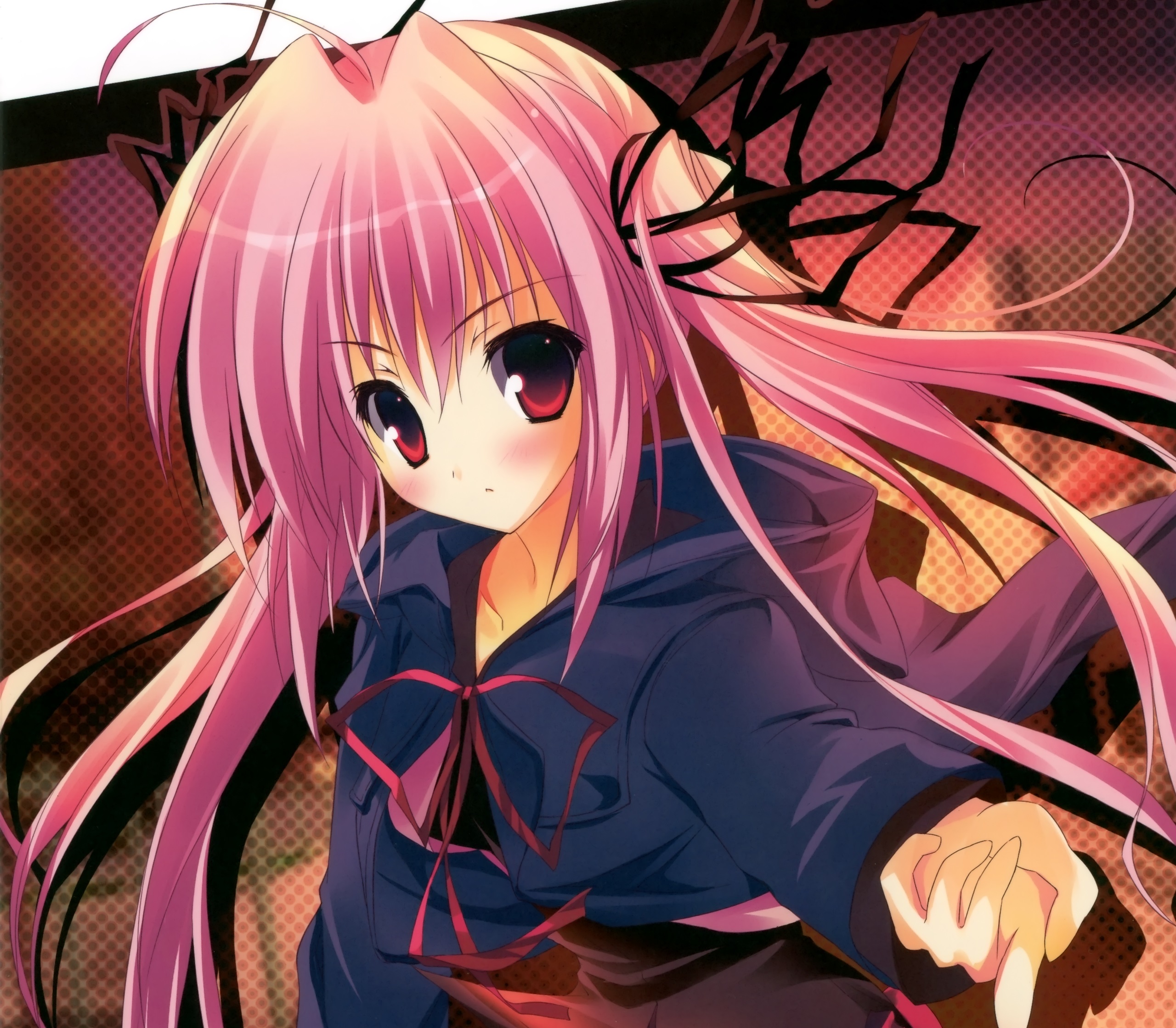 Download mobile wallpaper Anime, Original, Pink Hair, Blush, Red Eyes, Long Hair, Twintails for free.