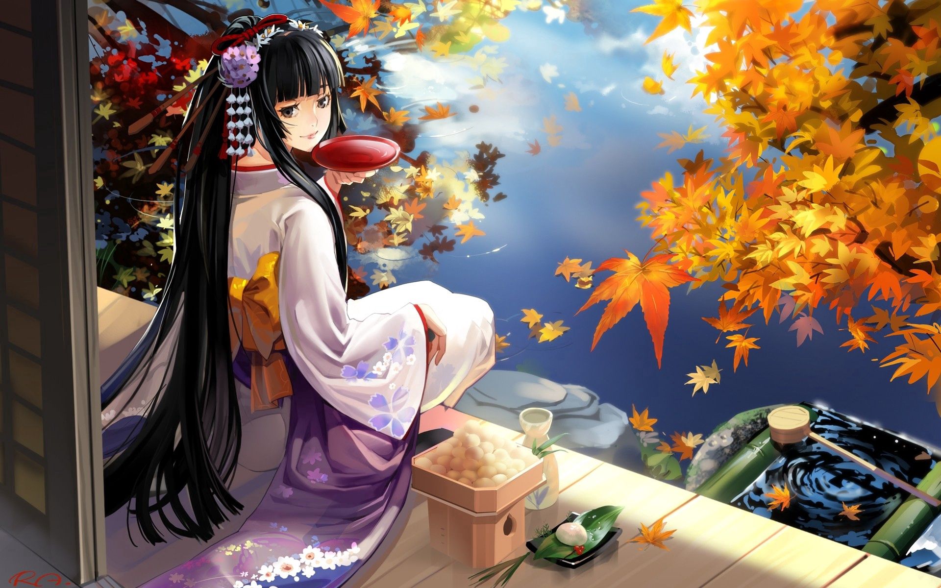 101472 télécharger le fond d'écran kimono, anime, fille, geisha - économiseurs d'écran et images gratuitement