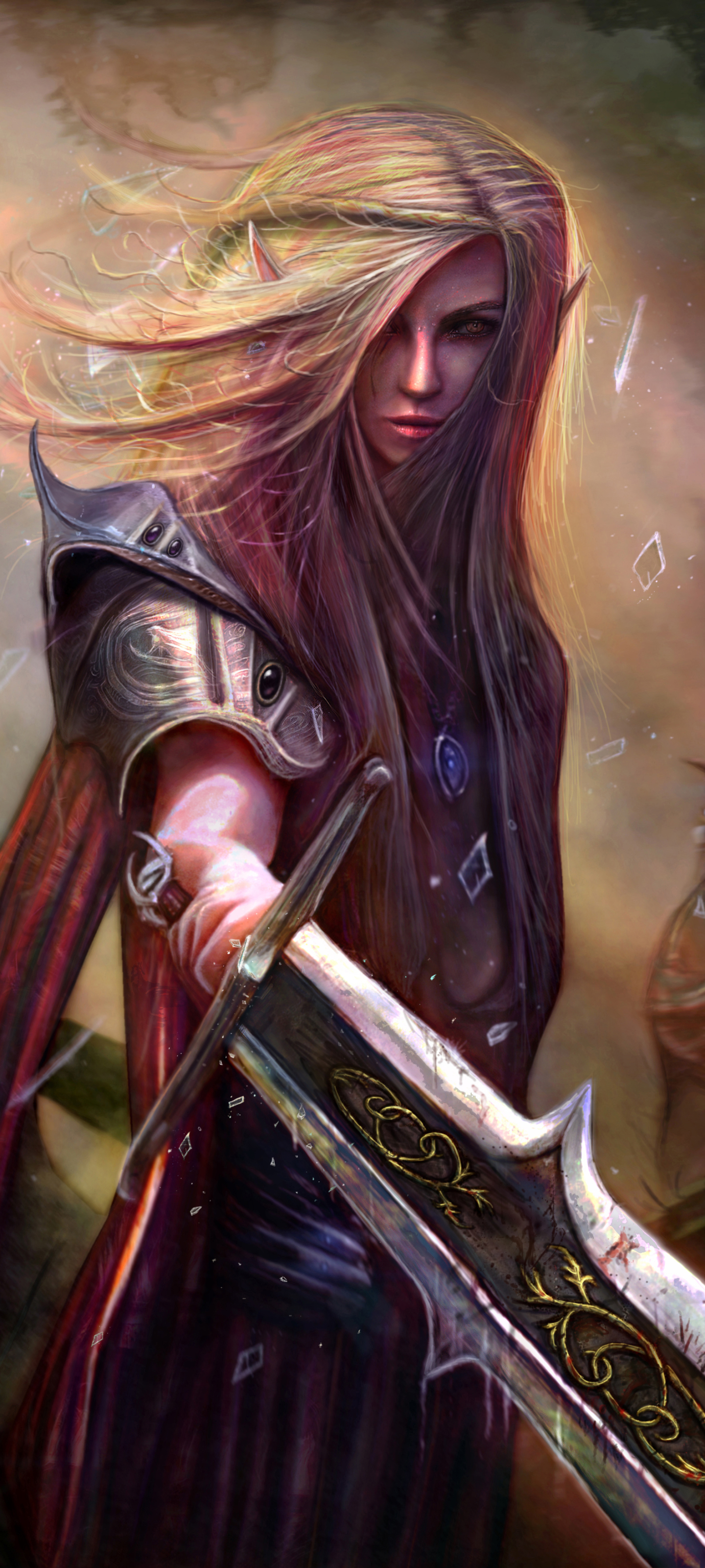 Download mobile wallpaper Fantasy, Blonde, Elf, Sword, Pointed Ears, Women Warrior, Woman Warrior for free.