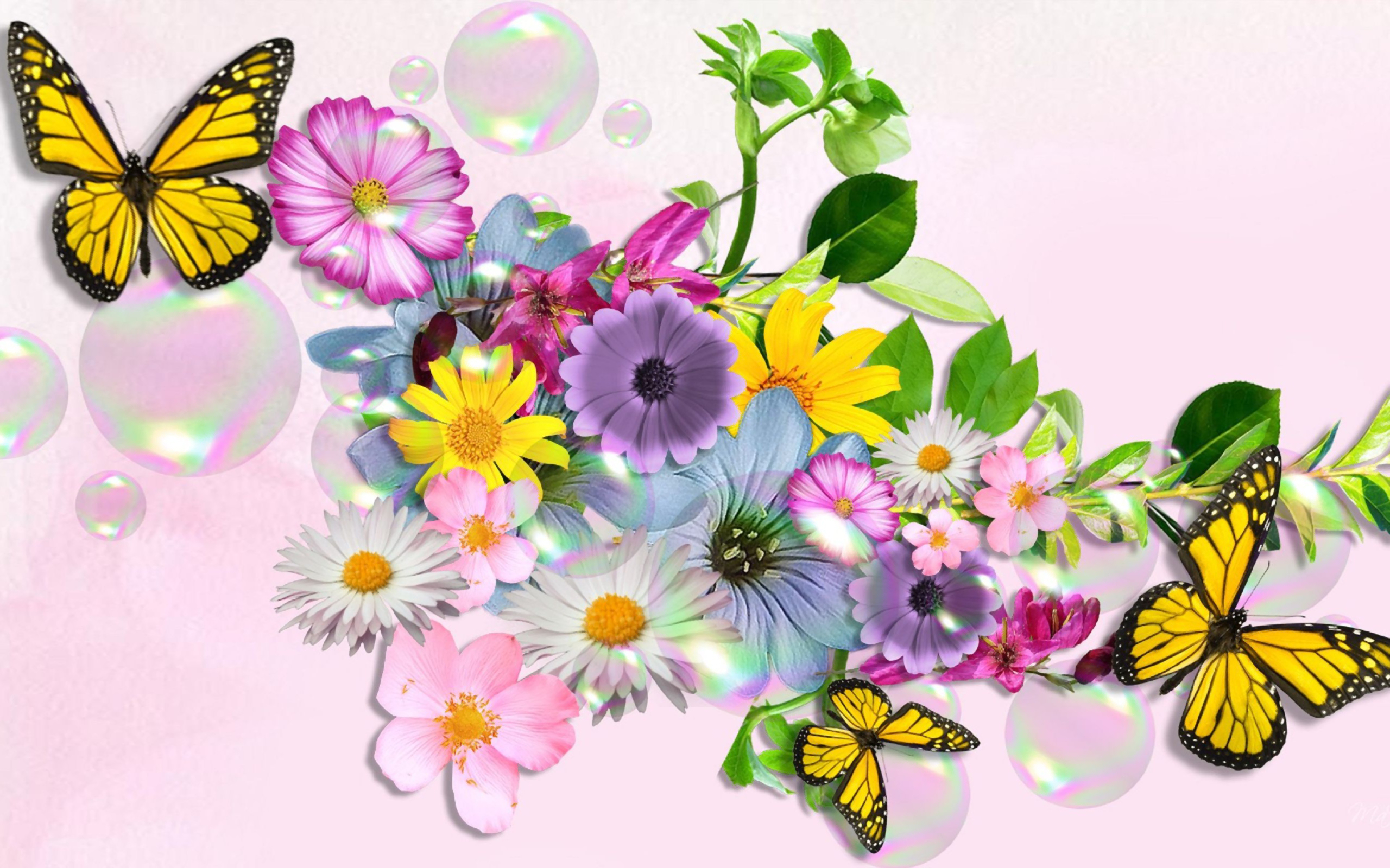 Download mobile wallpaper Flowers, Flower, Colors, Butterfly, Colorful, Artistic for free.