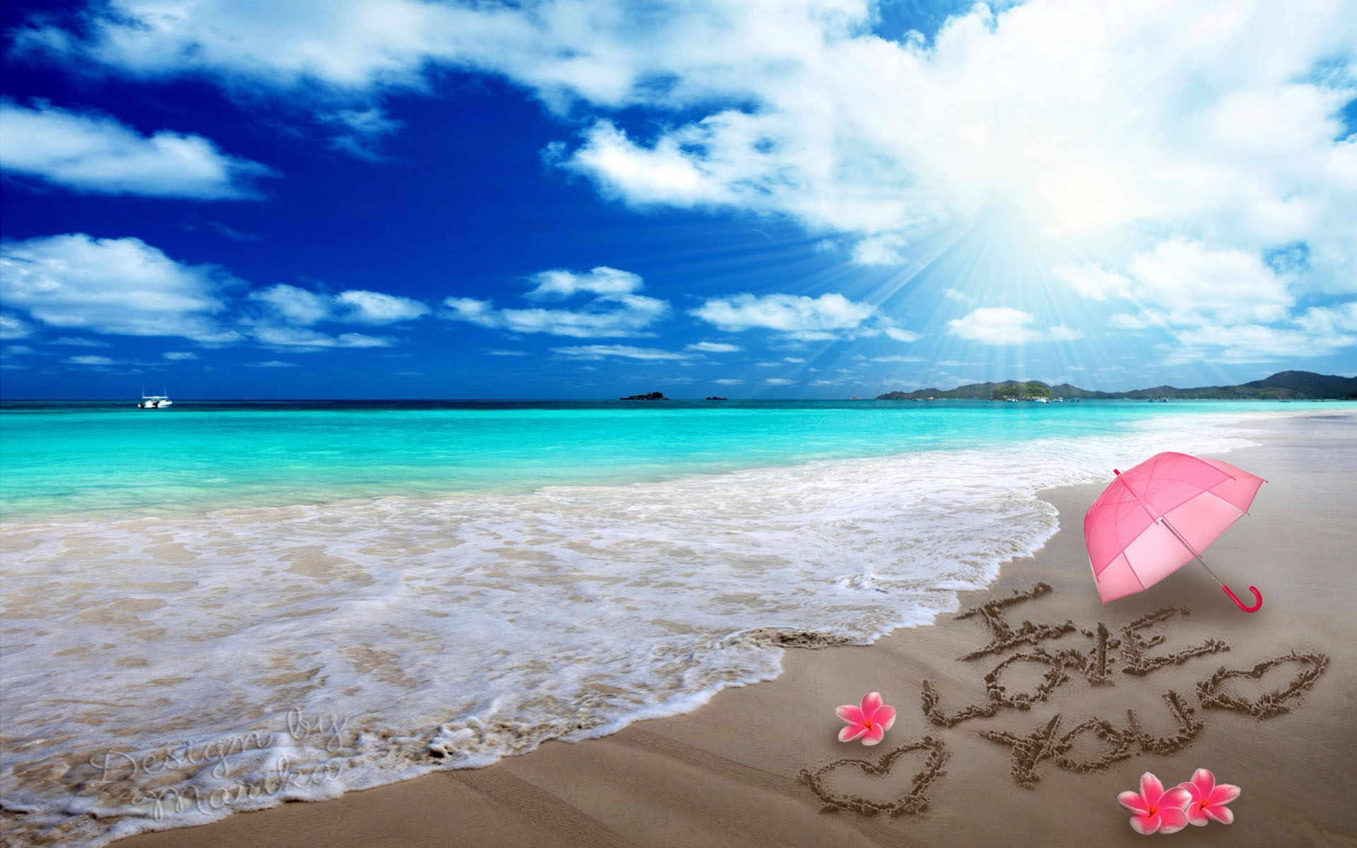 811551 télécharger l'image vacances, saint valentin, plage, horizon, océan, plumeria, le sable, mer - fonds d'écran et économiseurs d'écran gratuits