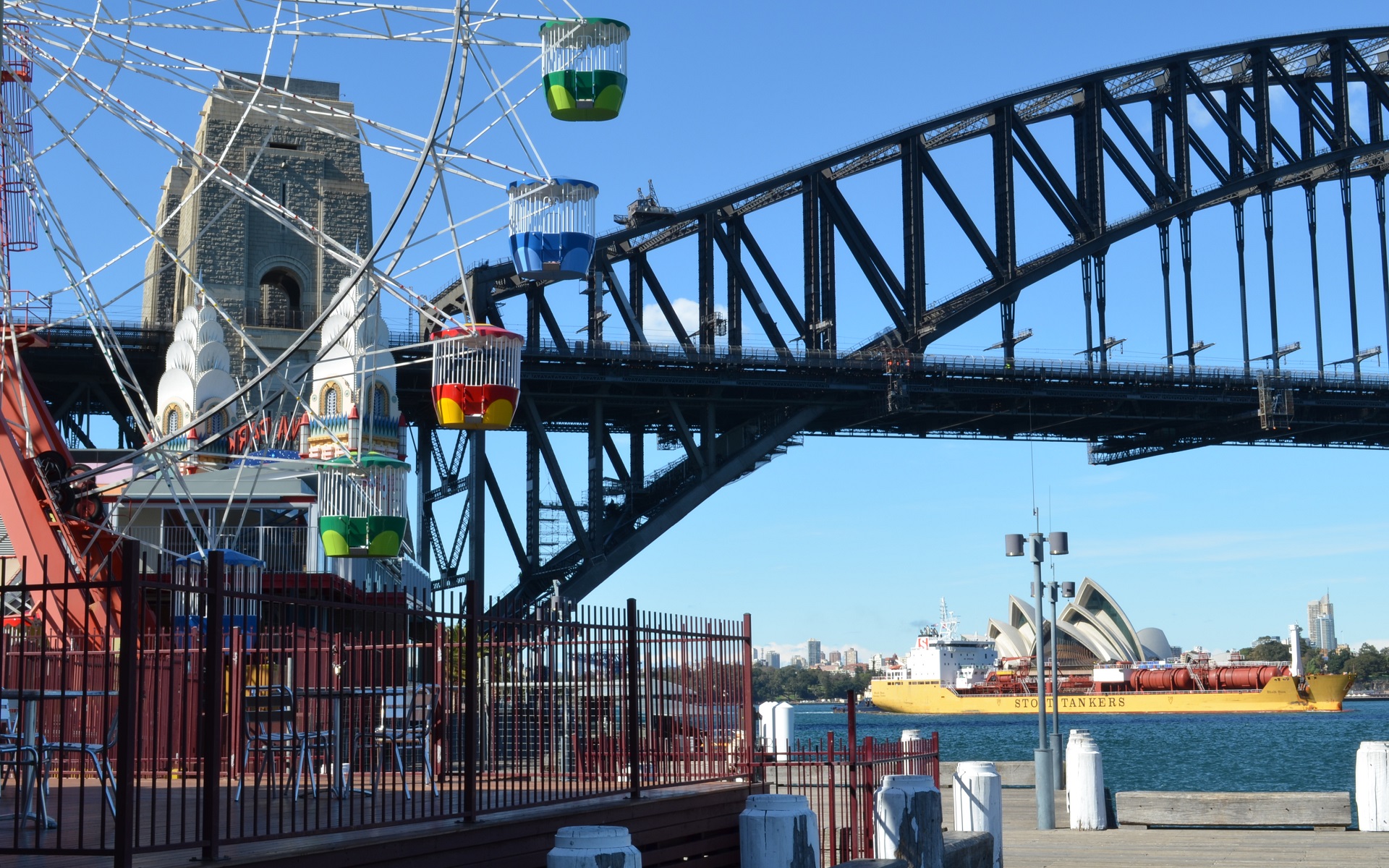 man made, sydney, australia, bridge, ferris wheel, luna park, stolt tankers, sydney harbour bridge, tanker, cities