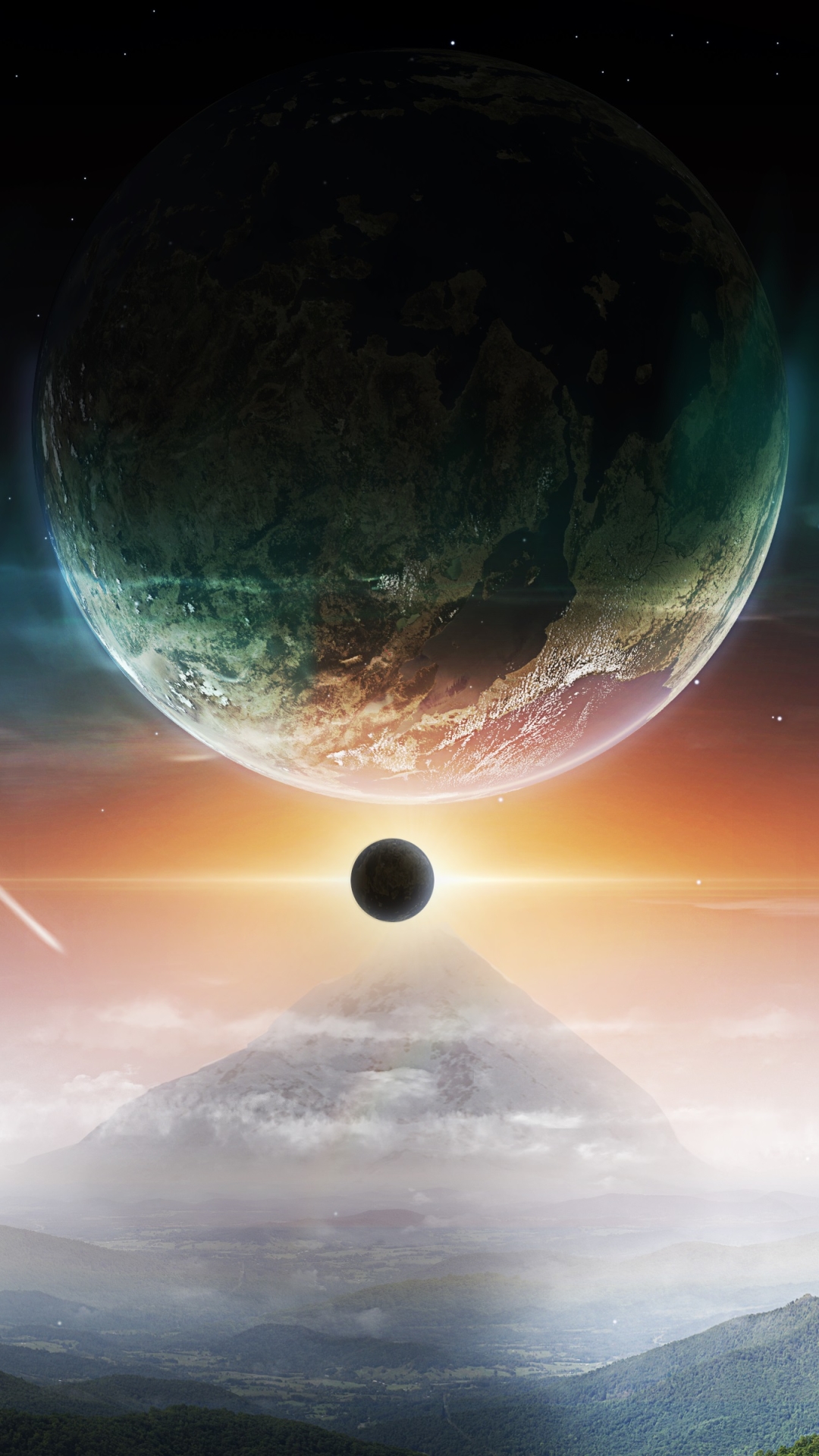 sci fi, landscape, eclipse, planet