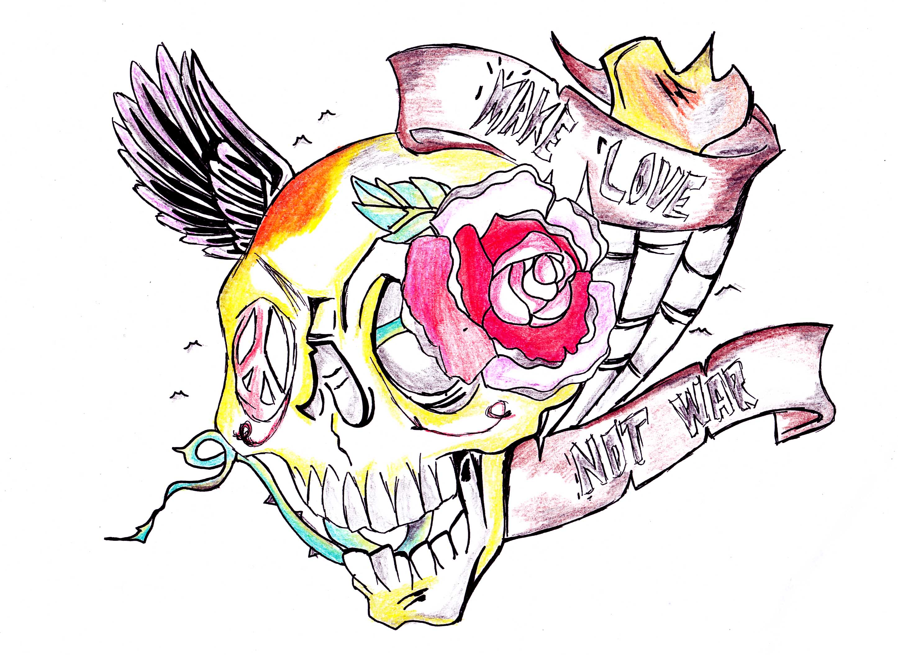 Free download wallpaper Tattoo, Artistic, Skull, Psychedelic, Trippy on your PC desktop