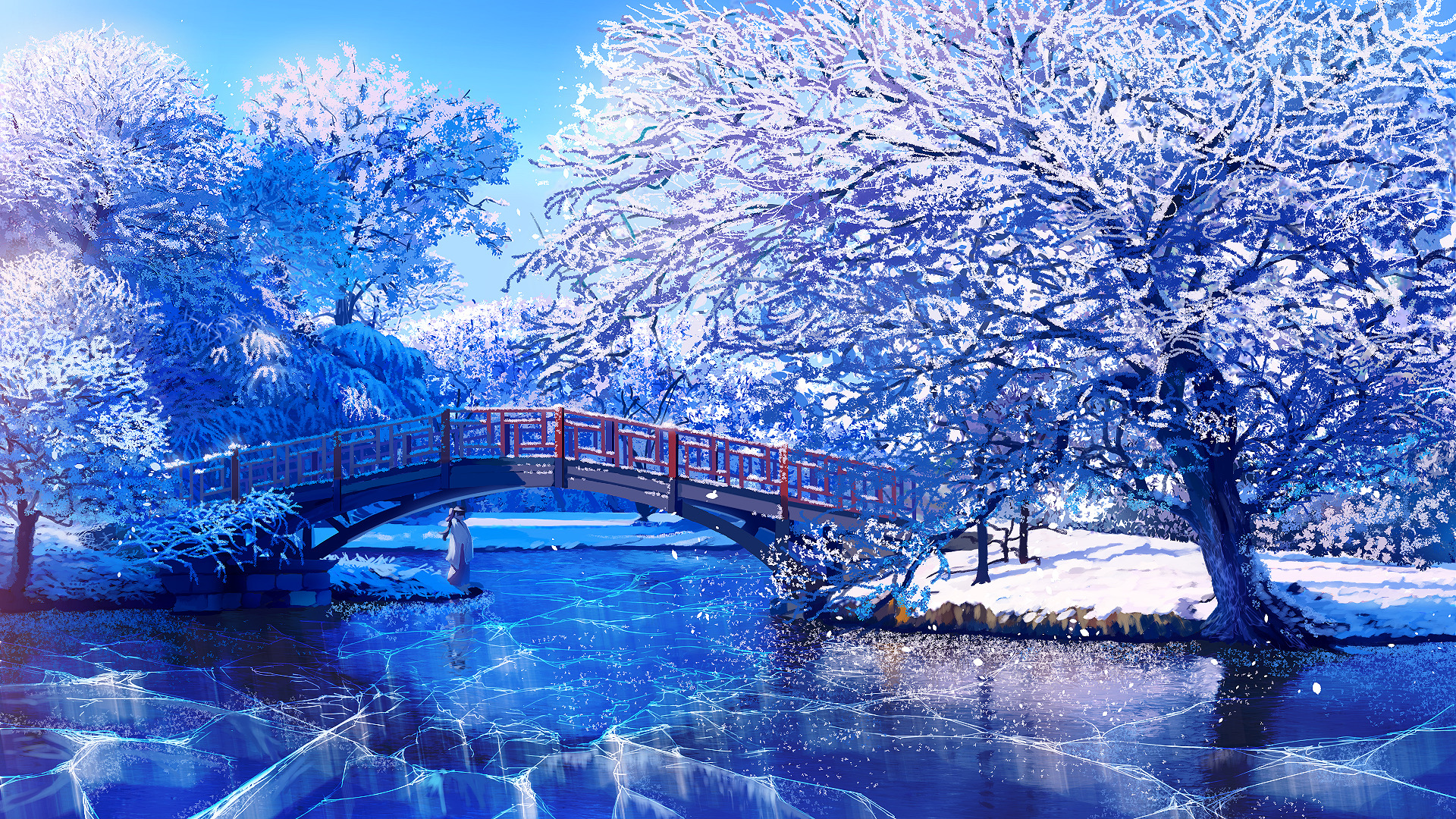 1007863 descargar imagen animado, bron (el puente), hielo, rio, nieve, árbol, invierno: fondos de pantalla y protectores de pantalla gratis