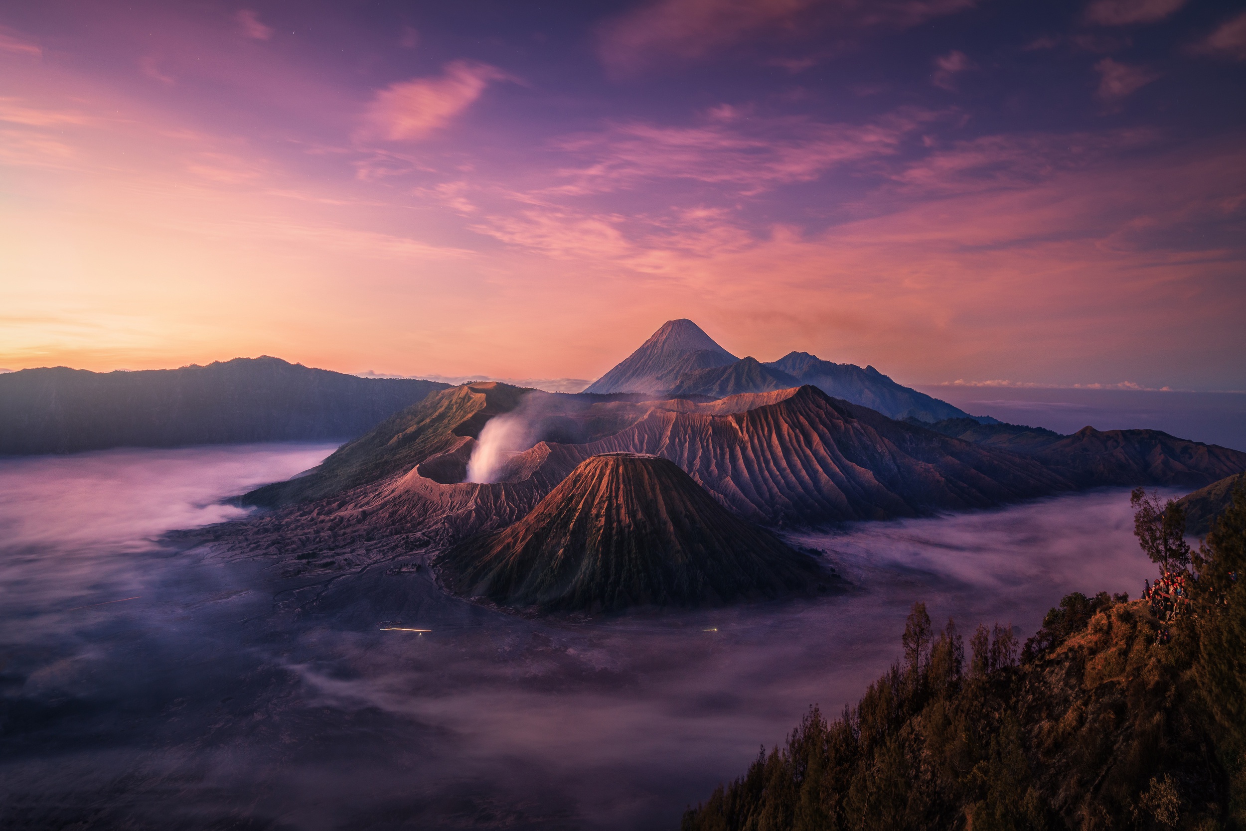 無料モバイル壁紙風景, 自然, 山, 霧, 地球, 火山をダウンロードします。