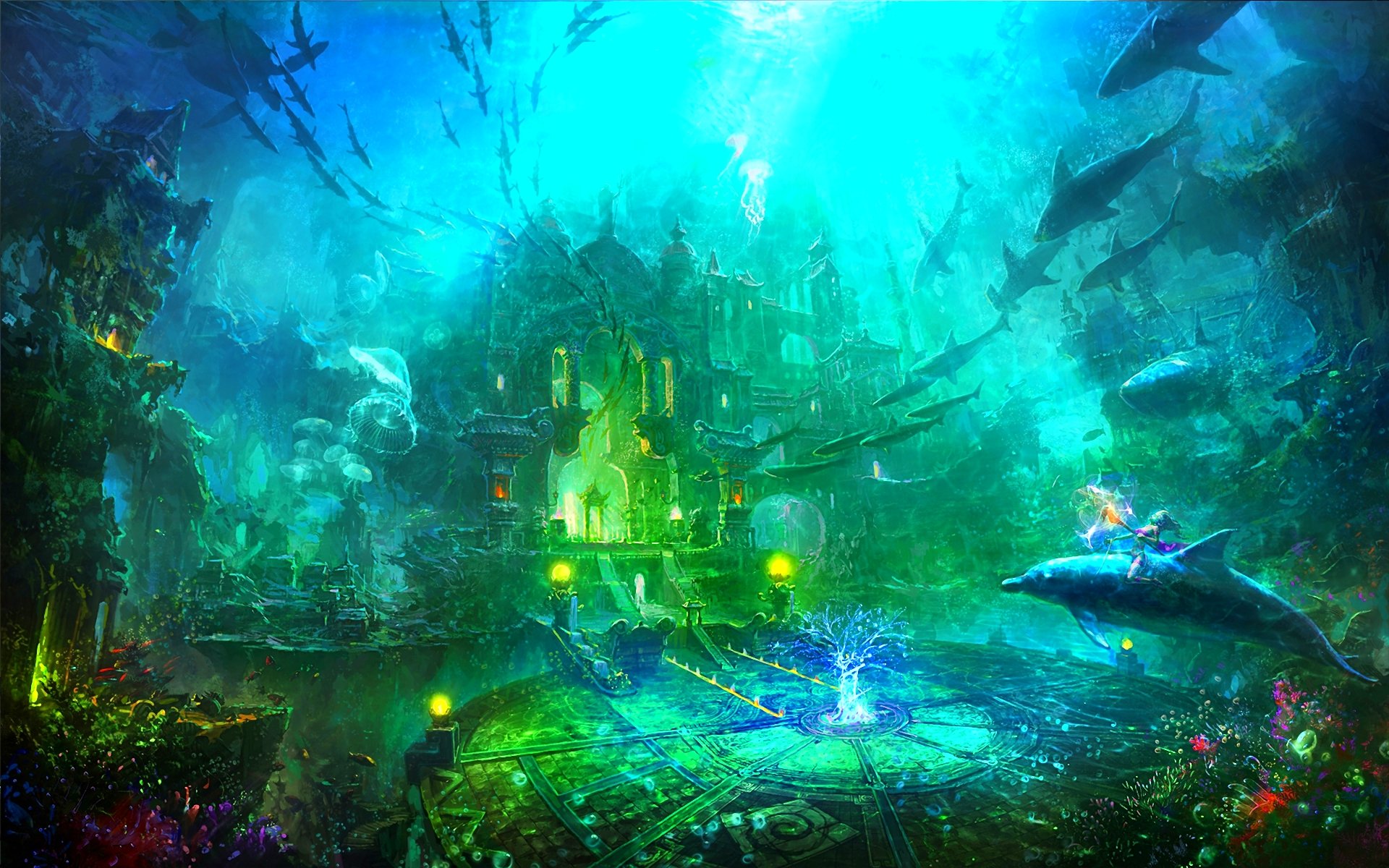 Download mobile wallpaper Fantasy, City, Underwater for free.