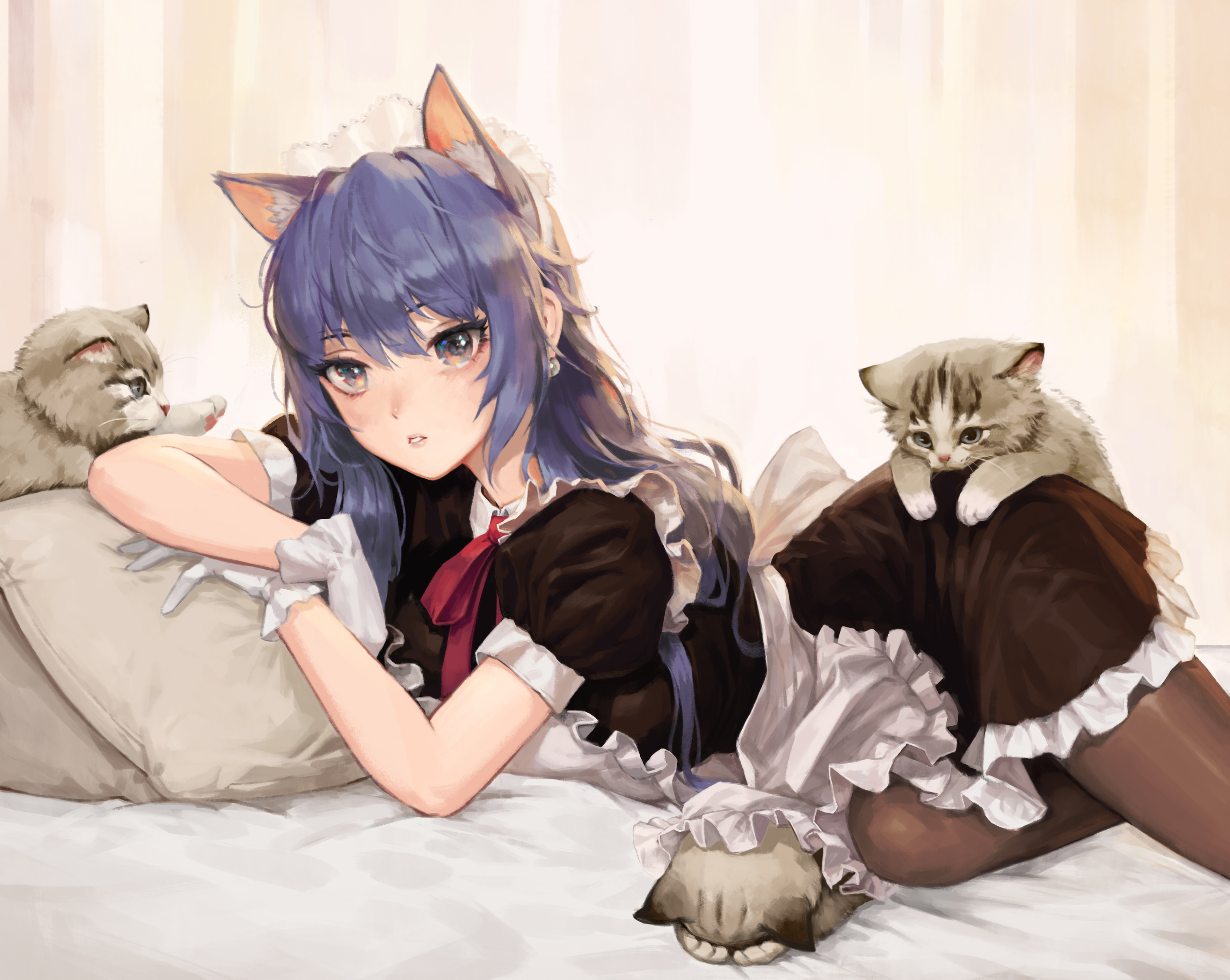 Download mobile wallpaper Anime, Cat, Girl, Maid for free.