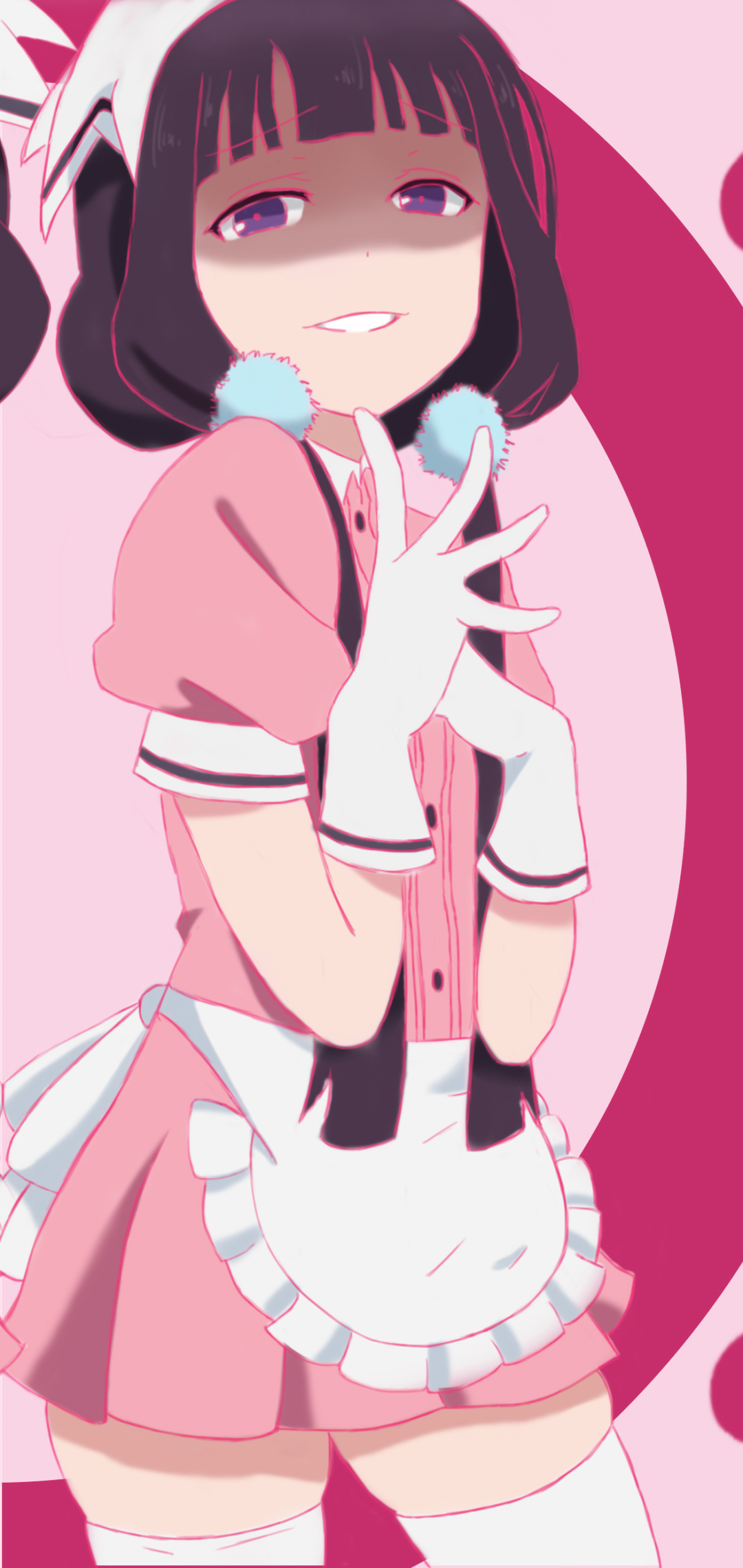 Descarga gratuita de fondo de pantalla para móvil de Sonreír, Guante, Animado, Pelo Largo, Sonrojo, Criada, Pelo Negro, Ojos Morados, Maika Sakuranomiya, Blend S.