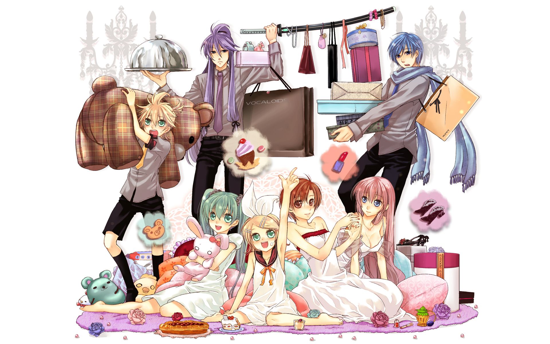 Laden Sie das Vocaloid, Hatsune Miku, Animes, Lukas Megurin, Rin Kagamine, Kaito (Vocaloid), Len Kagamine, Meiko (Vocaloid), Kamui Gakupo-Bild kostenlos auf Ihren PC-Desktop herunter