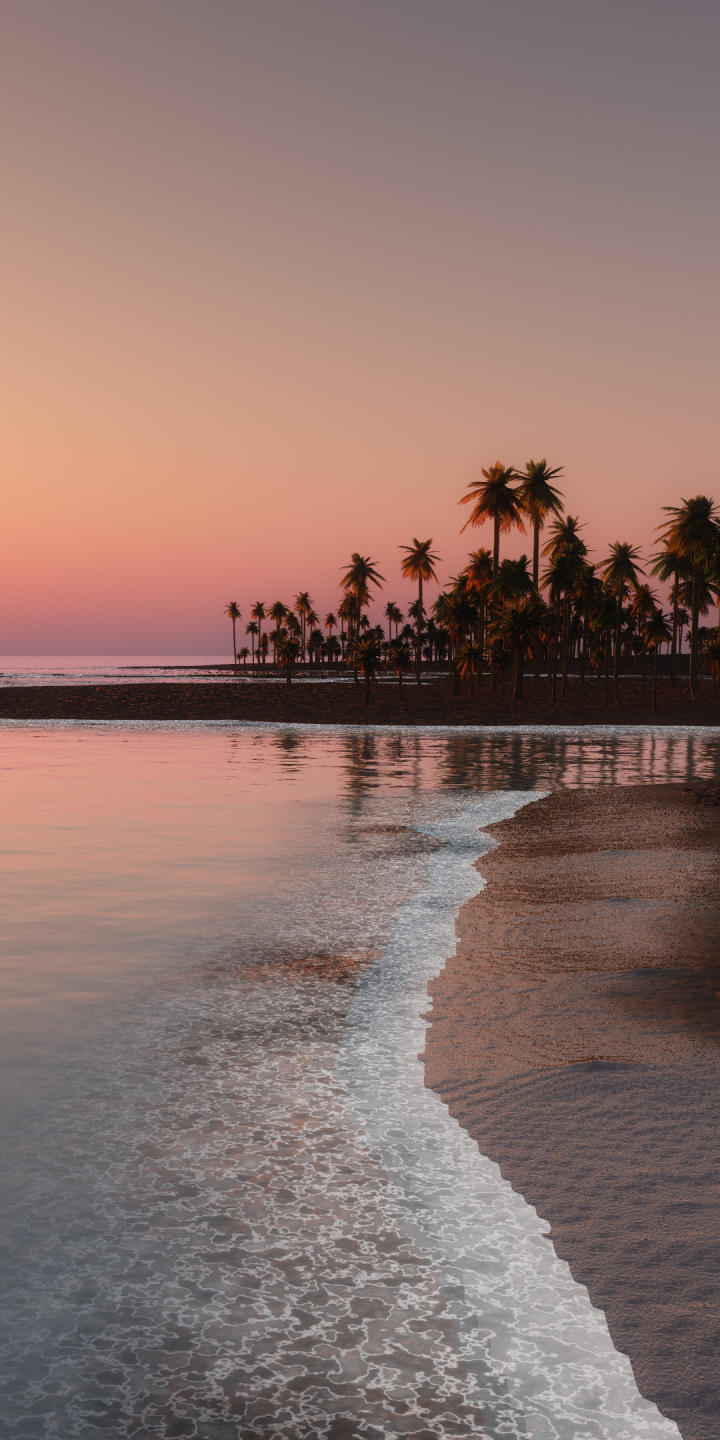Download mobile wallpaper Sunset, Beach, Horizon, Ocean, Earth, Coastline for free.