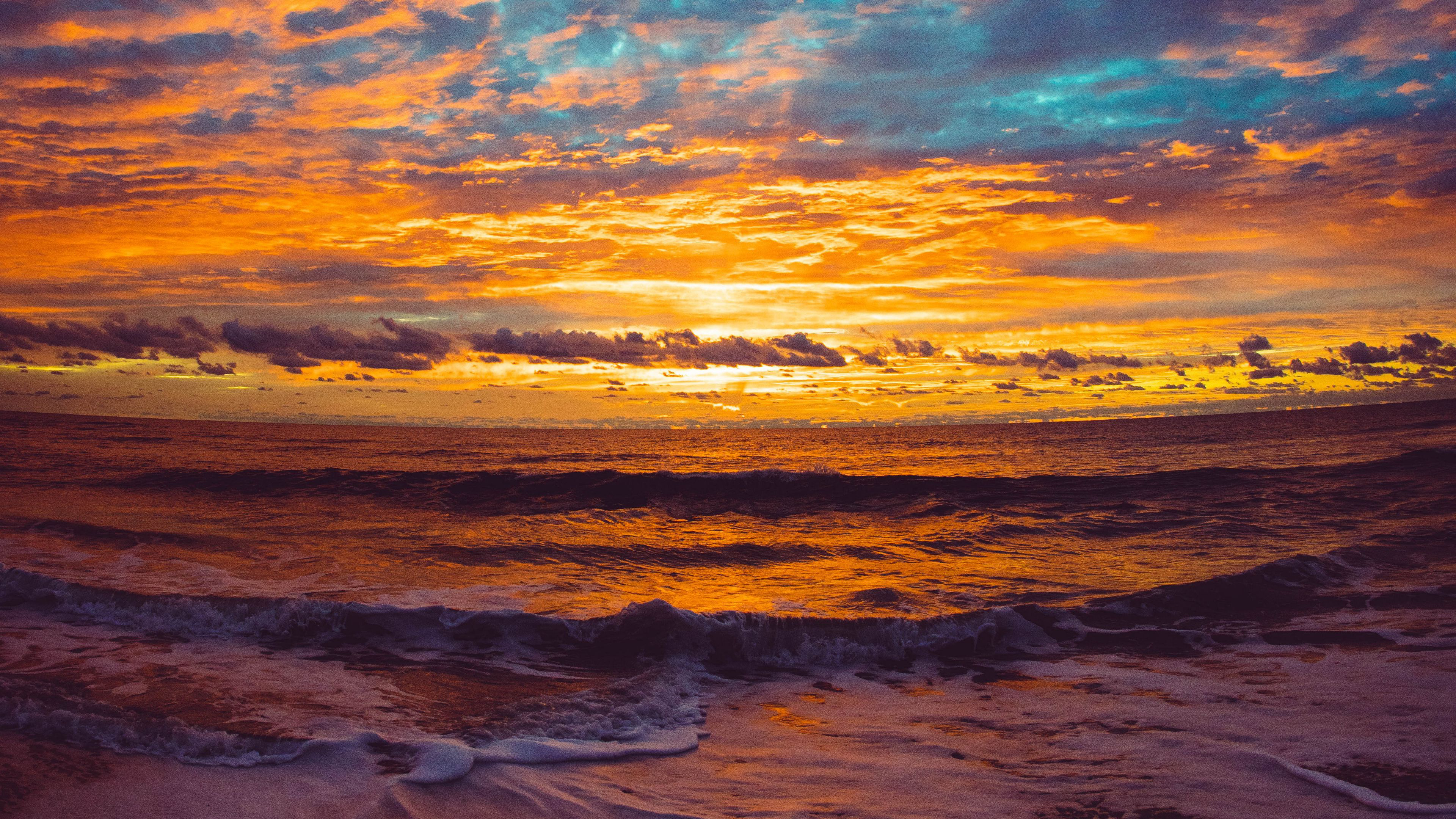 Download mobile wallpaper Water, Sky, Sea, Sunrise, Earth, Cloud, Wave for free.
