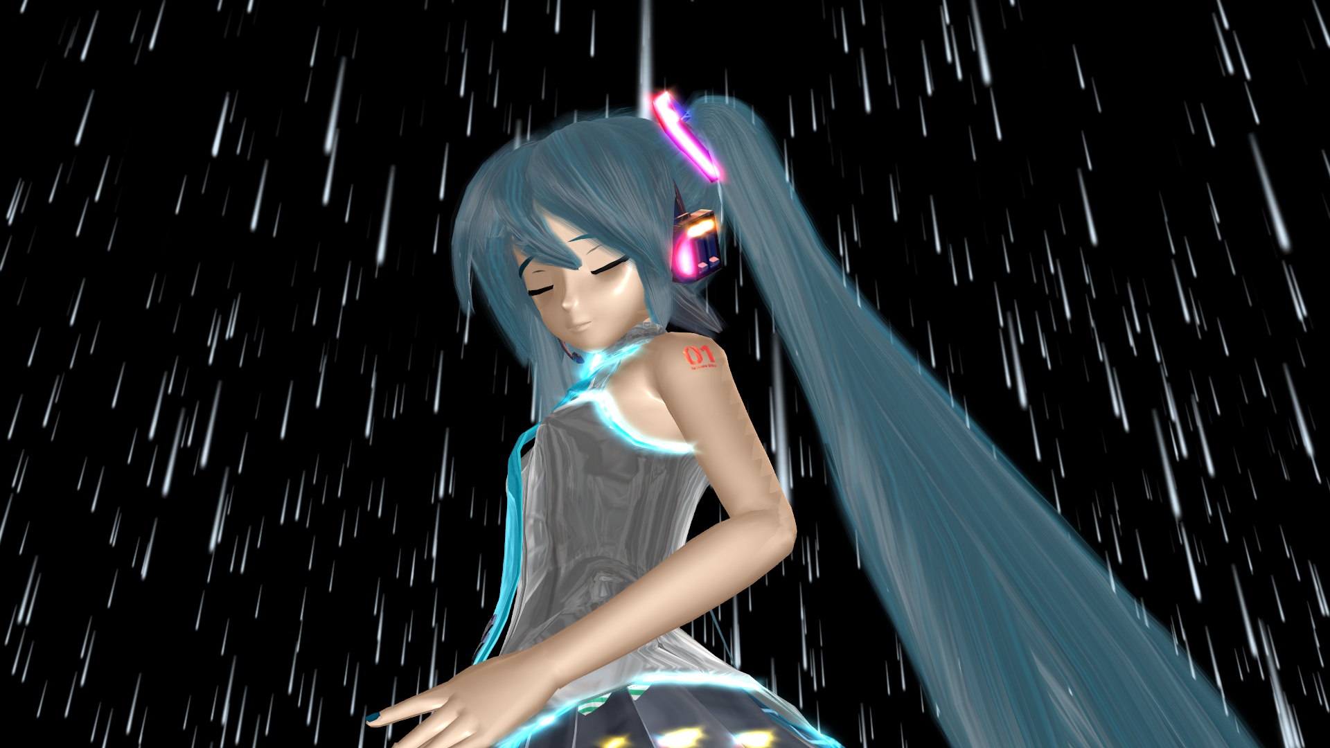 Free download wallpaper Anime, Rain, Vocaloid, Blue Hair, Hatsune Miku on your PC desktop