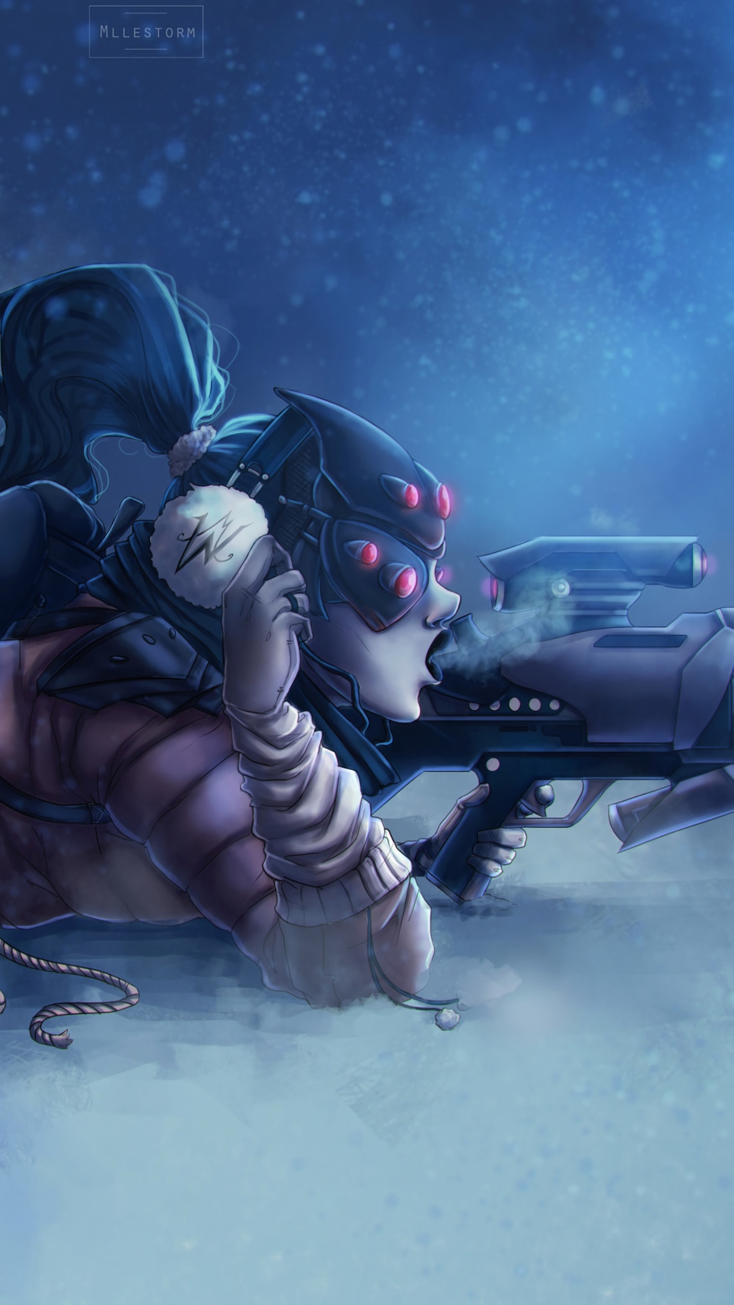 Download mobile wallpaper Winter, Smoke, Snow, Overwatch, Video Game, Sniper, Purple Hair, Ponytail, Widowmaker (Overwatch), Amélie Lacroix for free.