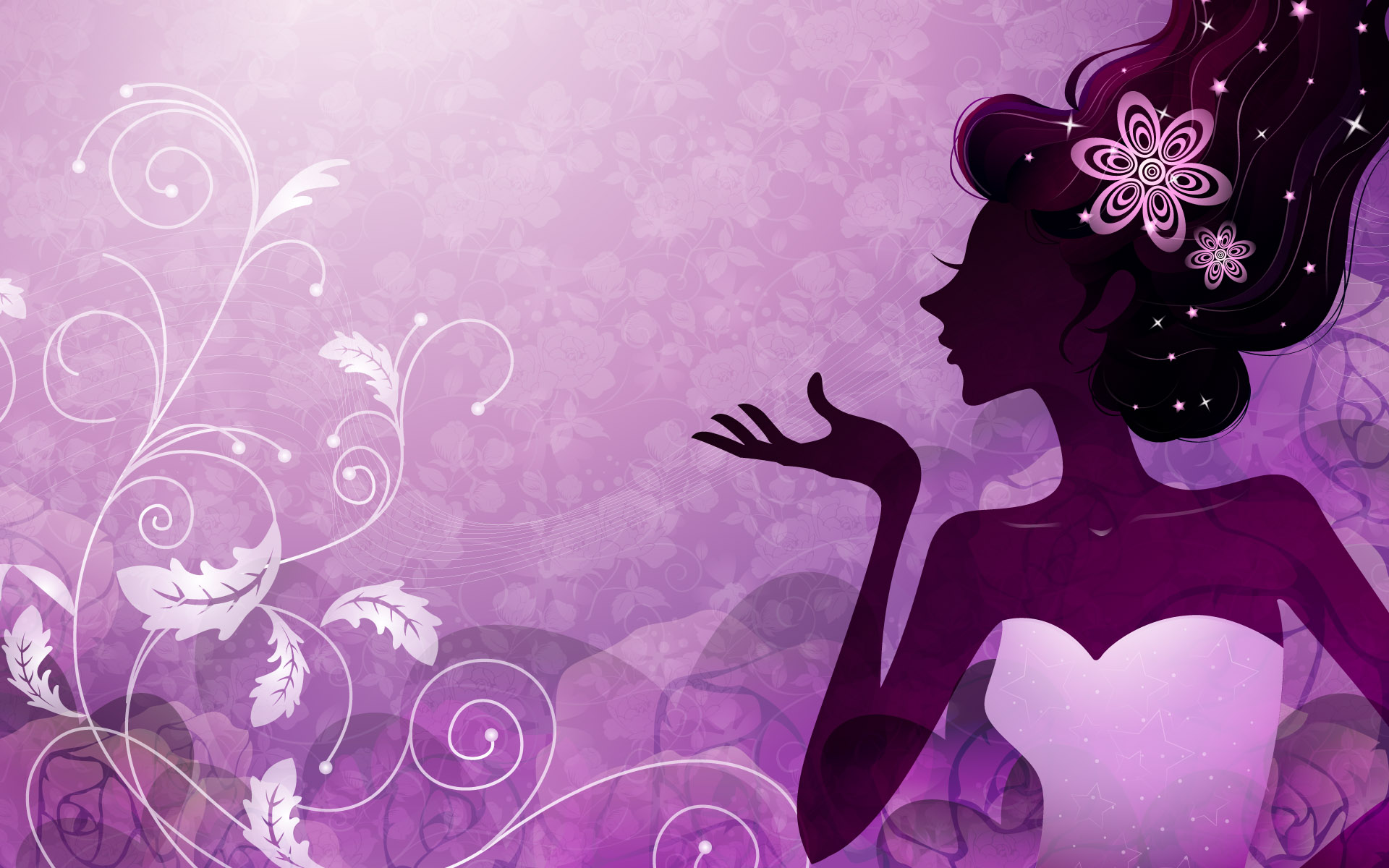 Free download wallpaper Vector, Flower, Purple, Artistic, Women on your PC desktop