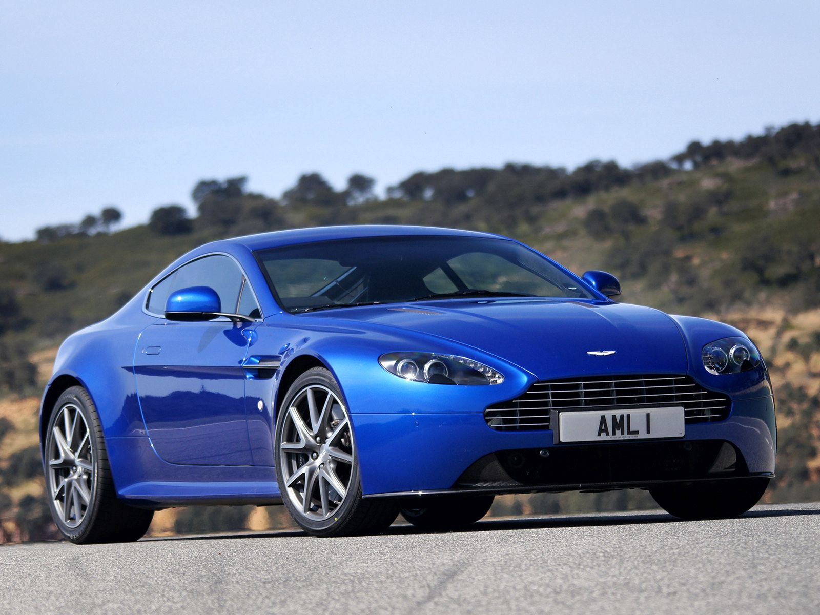 nature, aston martin, cars, blue, front view, style, 2011, v8, vantage