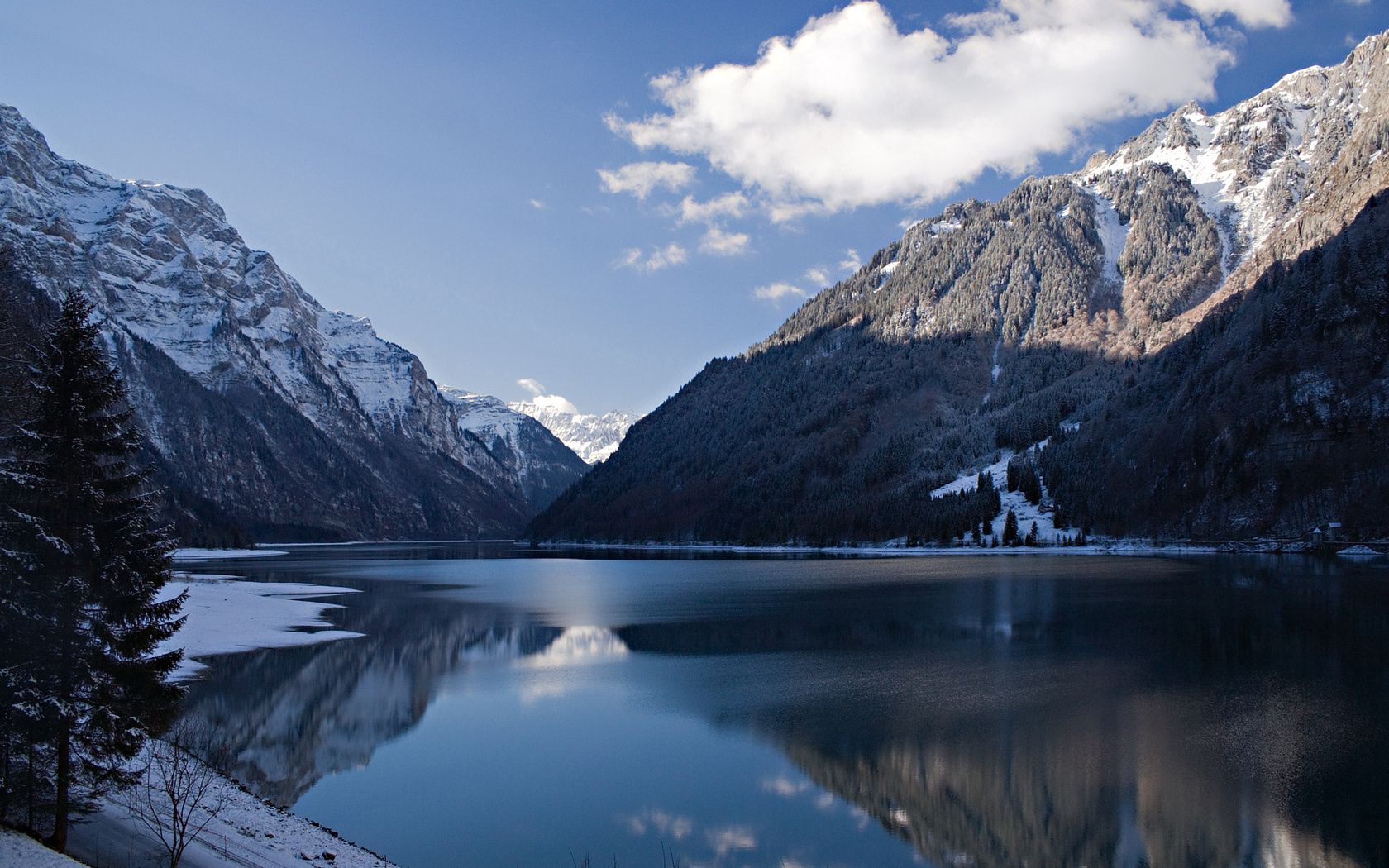 Free download wallpaper Winter, Nature, Lake, Shadow, Mountain, Cold, Landscape on your PC desktop