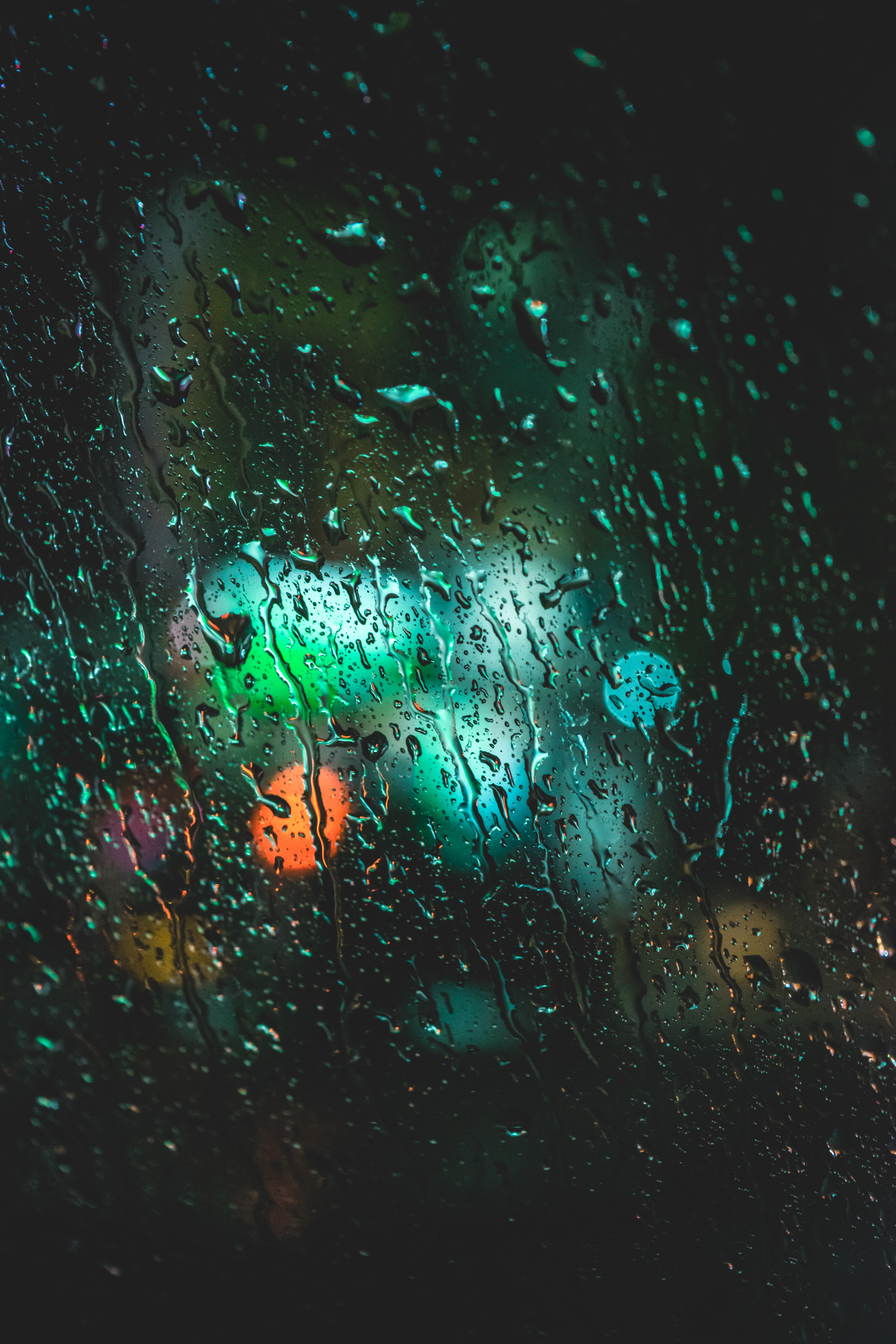 rain, drops, lights, macro, wet, glass, bokeh, boquet