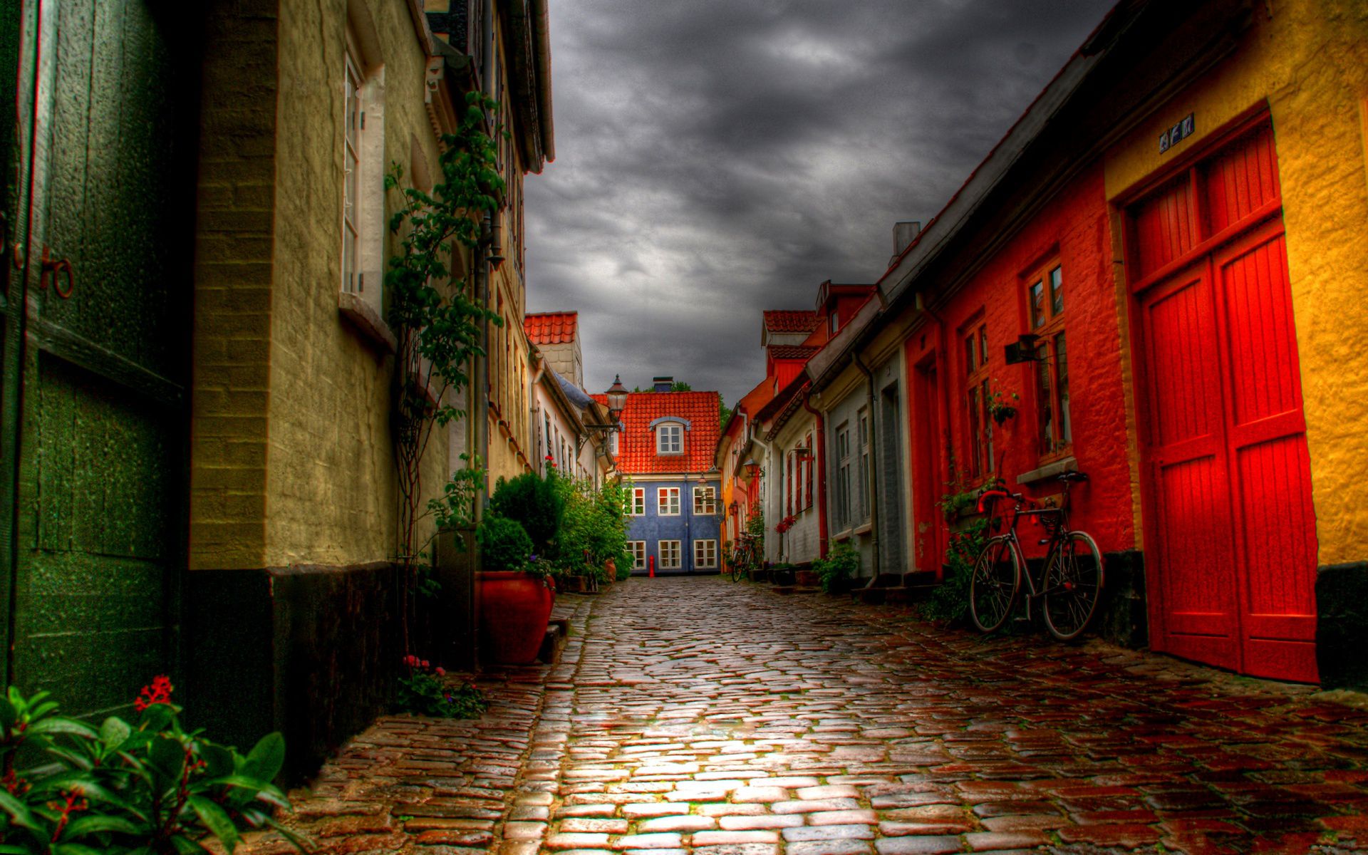 hdr, town, street, photography, alley, building, path