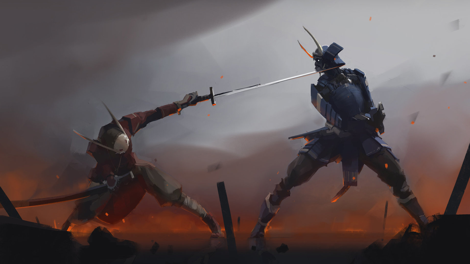 Laden Sie das Fantasie, Krieger, Kampf, Samurai, Rüstung, Schwert, Katana-Bild kostenlos auf Ihren PC-Desktop herunter