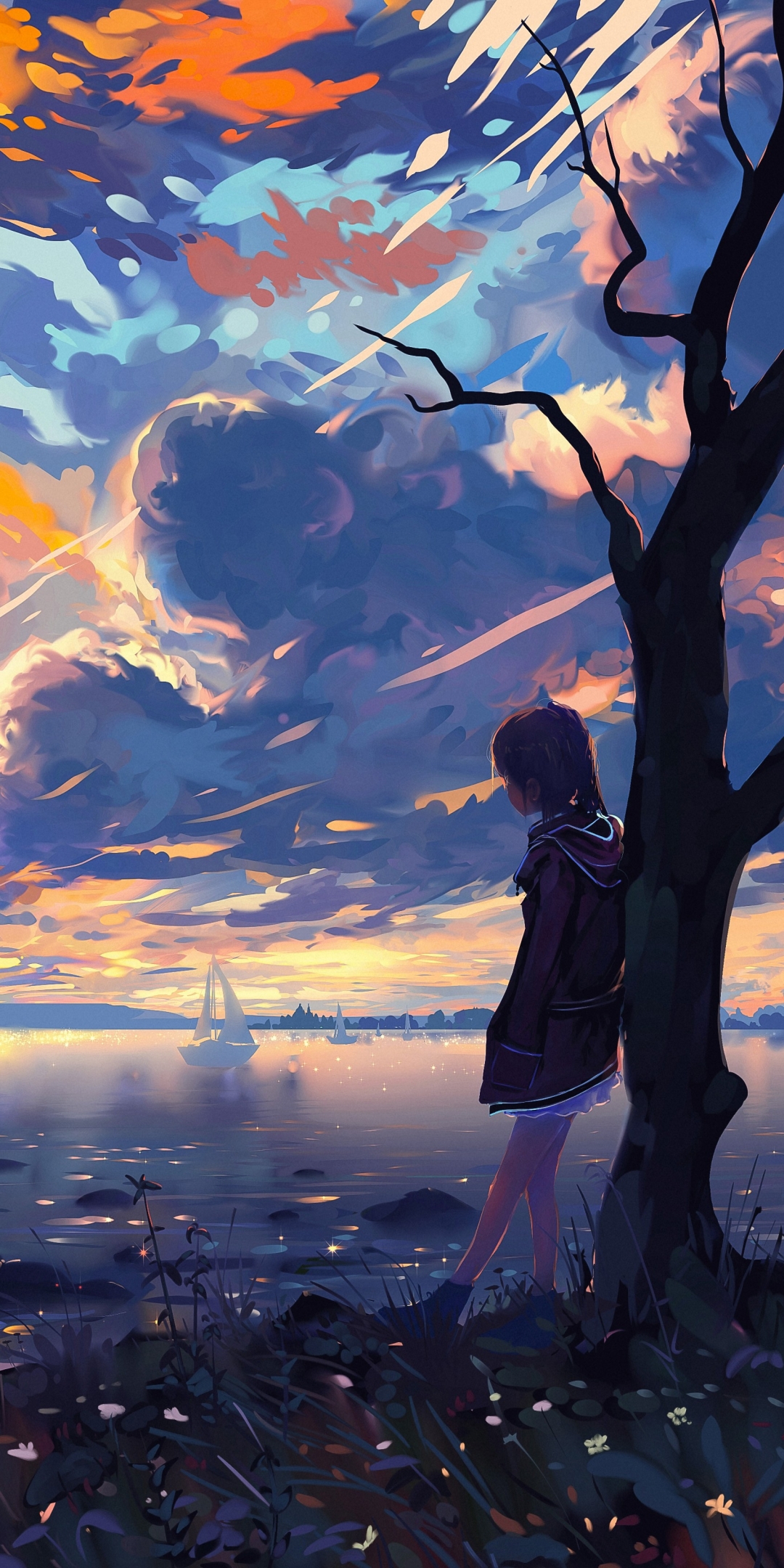 Download mobile wallpaper Anime, Horizon, Cloud, Original for free.