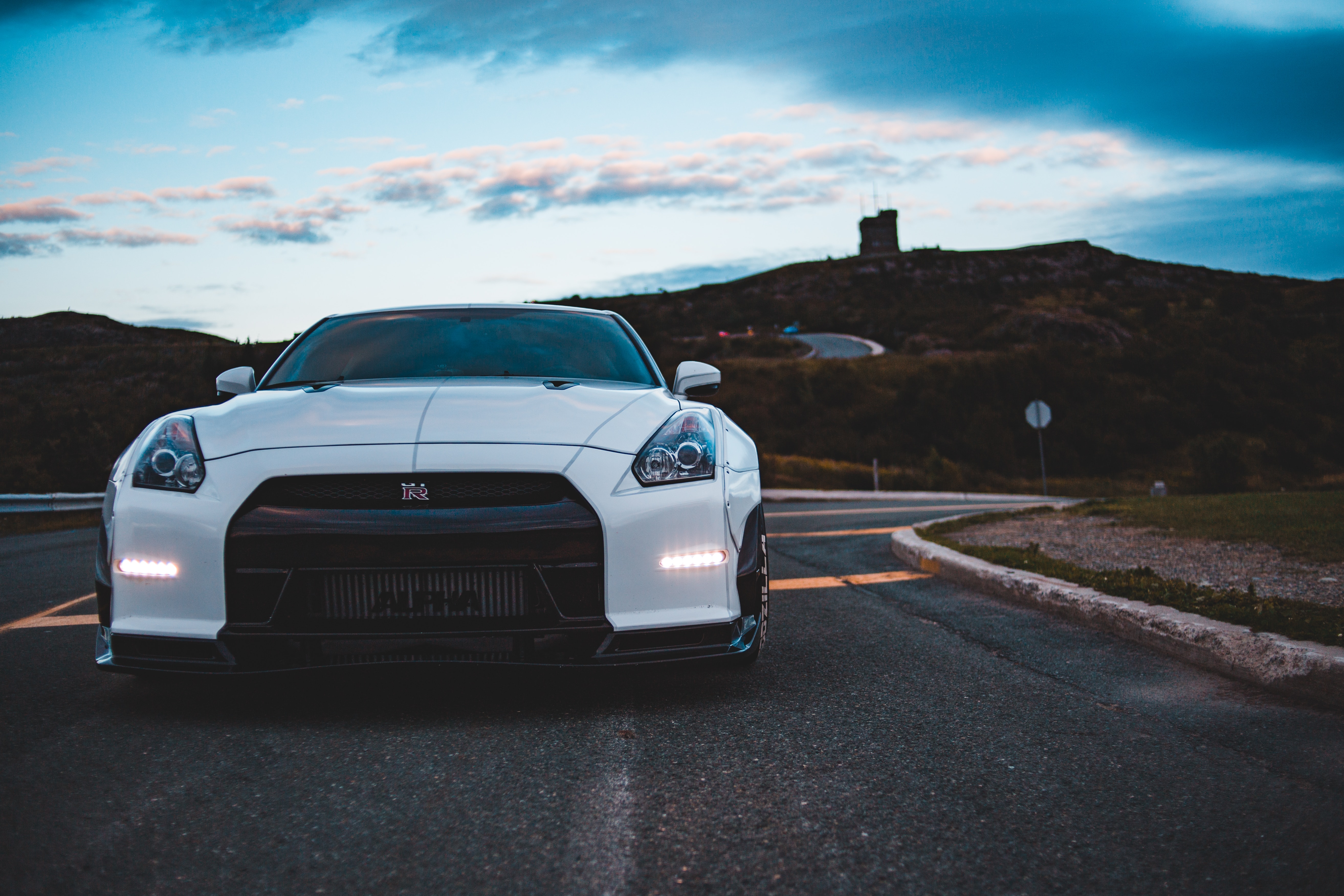 nissan gt r, front view, sports car, sports, nissan, cars, white, car, machine wallpapers for tablet