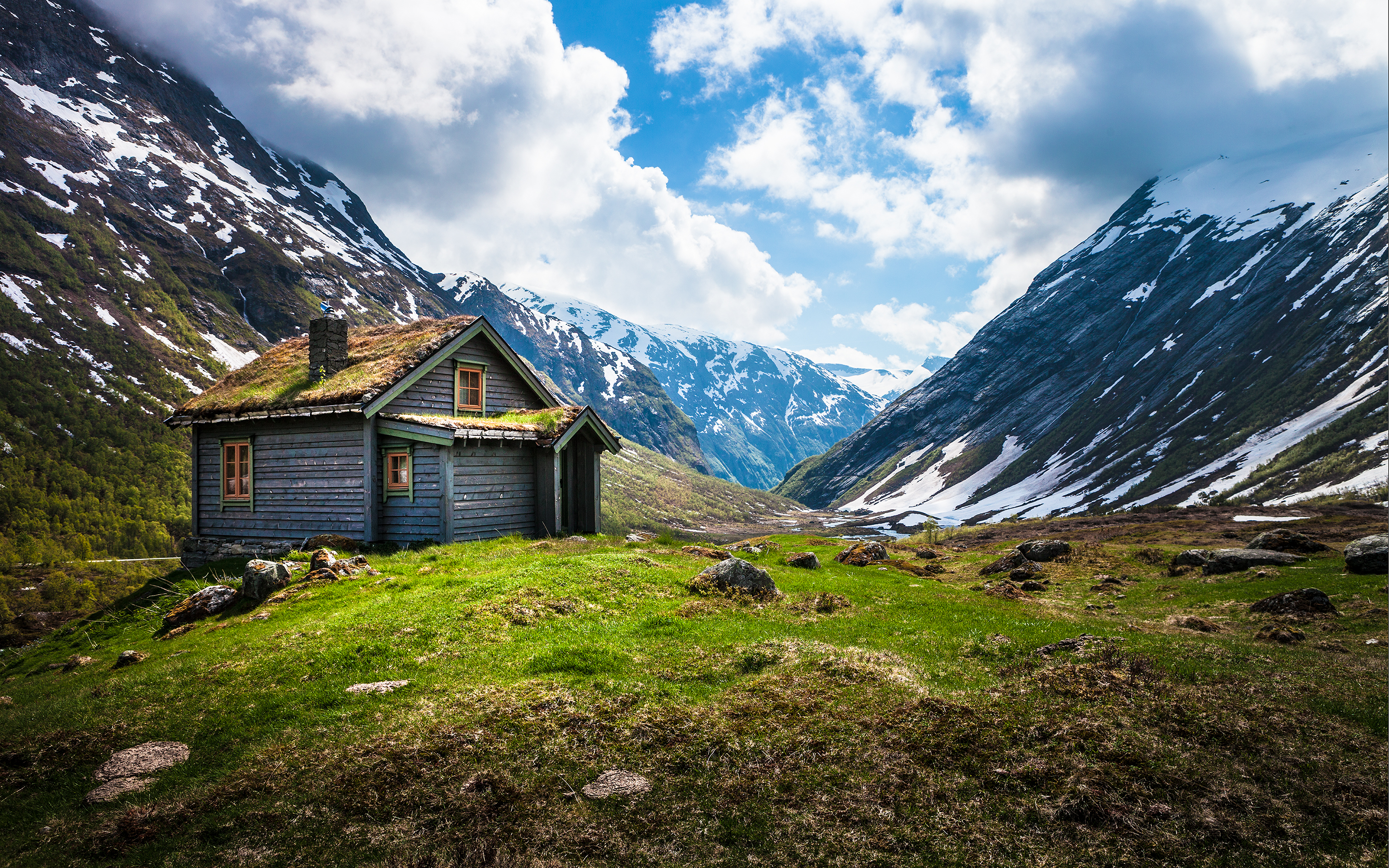 Téléchargez des papiers peints mobile Montagne, Norvège, Cabane, Construction Humaine gratuitement.
