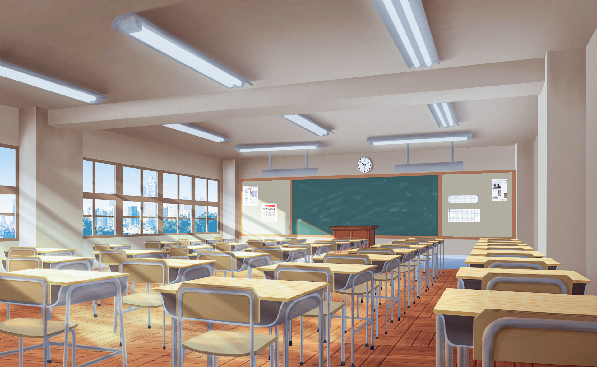 Download mobile wallpaper Anime, Room, Sunshine, Classroom for free.