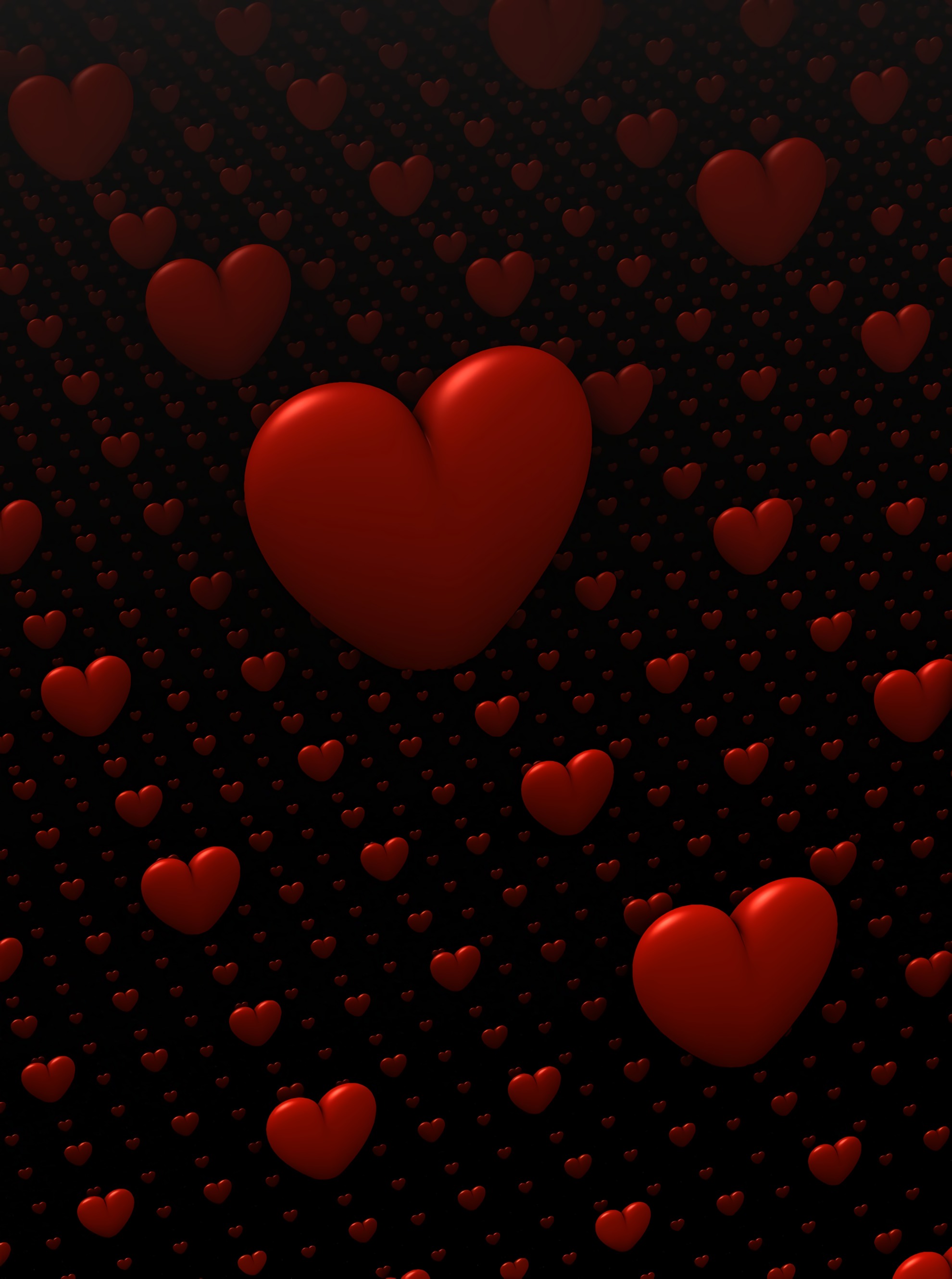 hearts, red, 3d, love mobile wallpaper