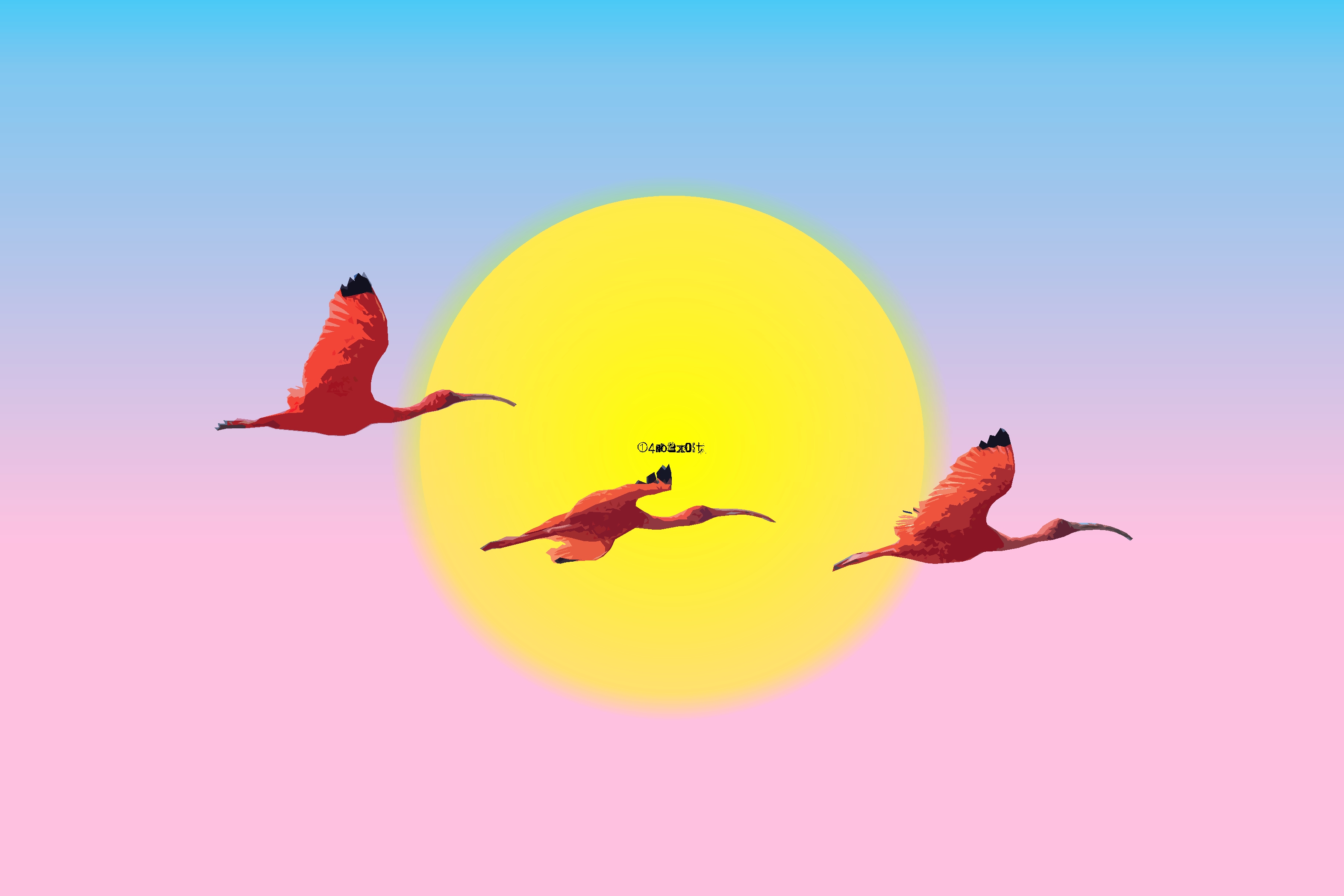 Download mobile wallpaper Birds, Sky, Sun, Flamingo, Bird, Animal, Colorful, Simple, Minimalist for free.