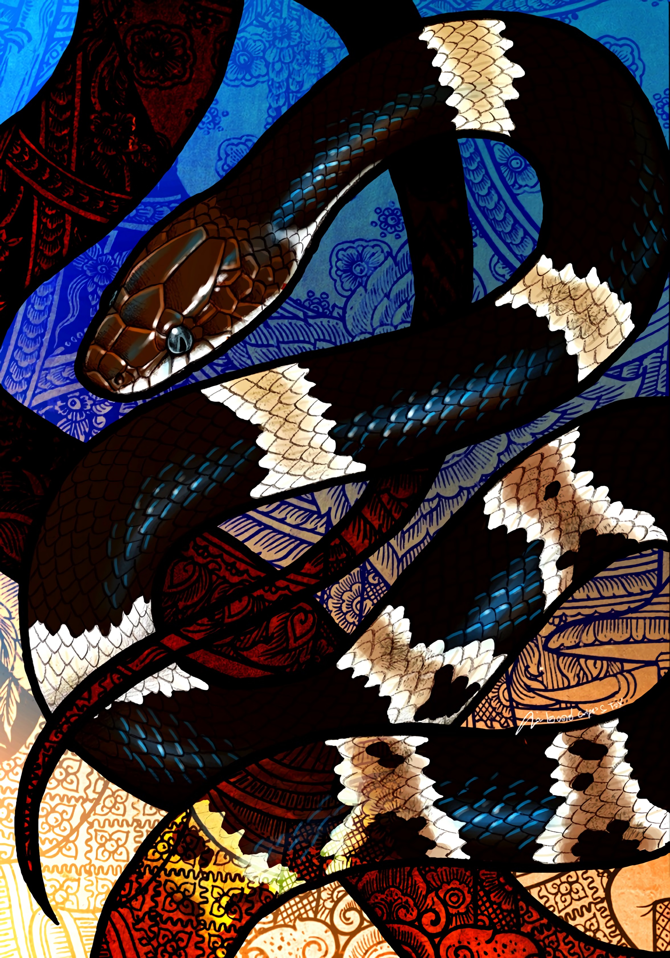 art, pattern, snake, scales, scale