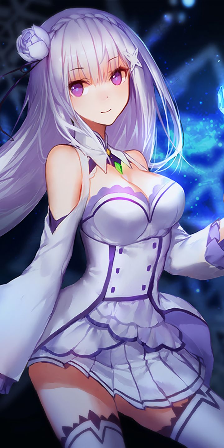 Handy-Wallpaper Animes, Weißes Kleid, Emilia (Re: Zero), Re:zero Das Leben In Einer Anderen Welt Beginnen kostenlos herunterladen.