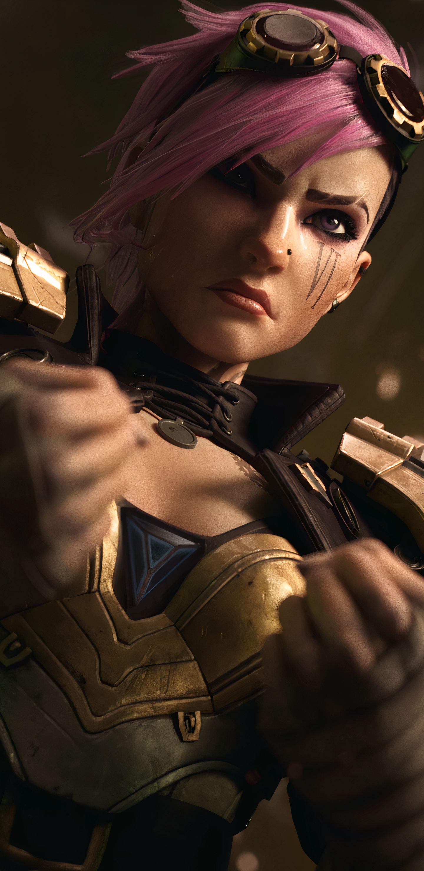 Download mobile wallpaper League Of Legends, Pink Hair, Video Game, Vi (League Of Legends) for free.