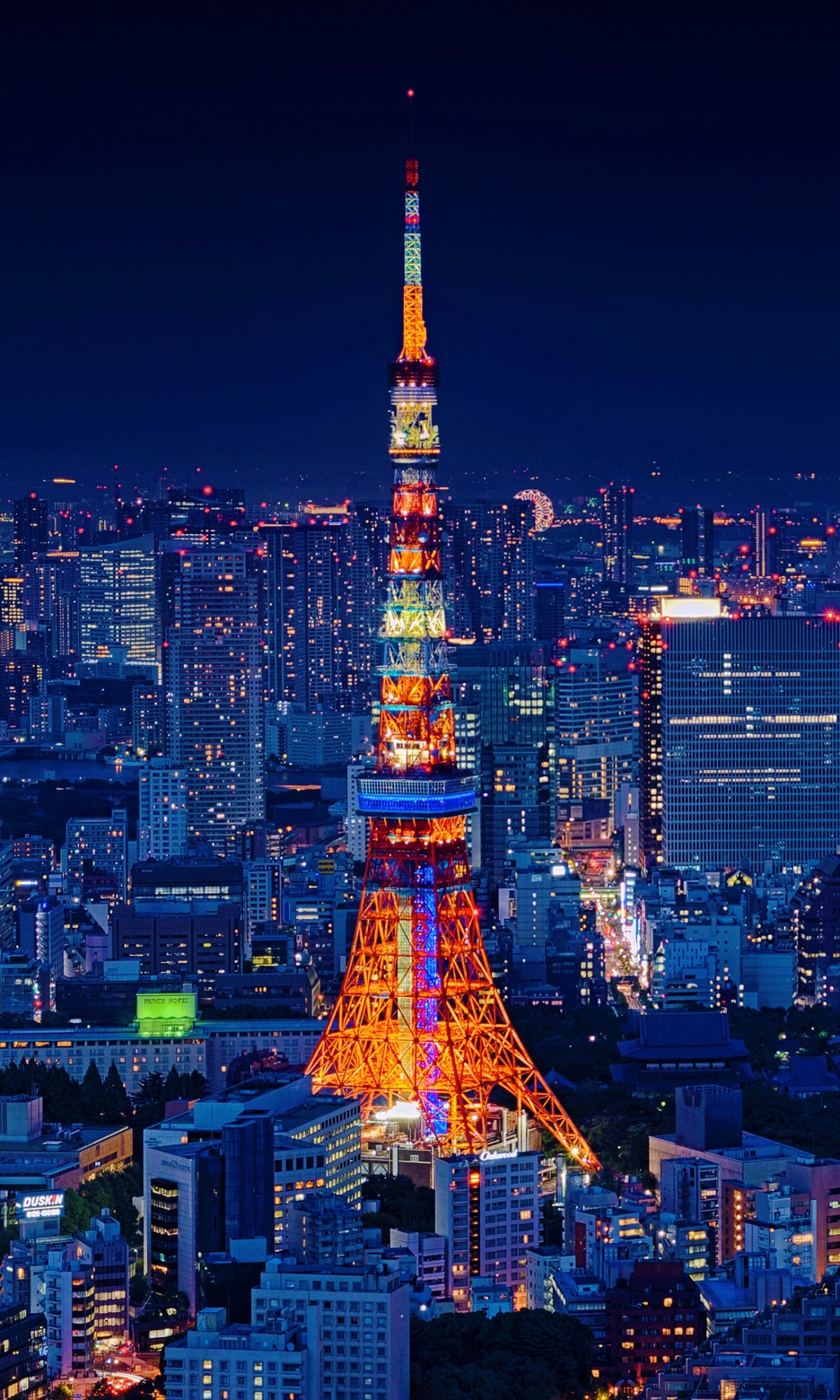 Скачать картинку Города, Ночь, Город, Свет, Япония, Городской Пейзаж, Токио, Легкий, Сделано Человеком, Токийская Башня в телефон бесплатно.