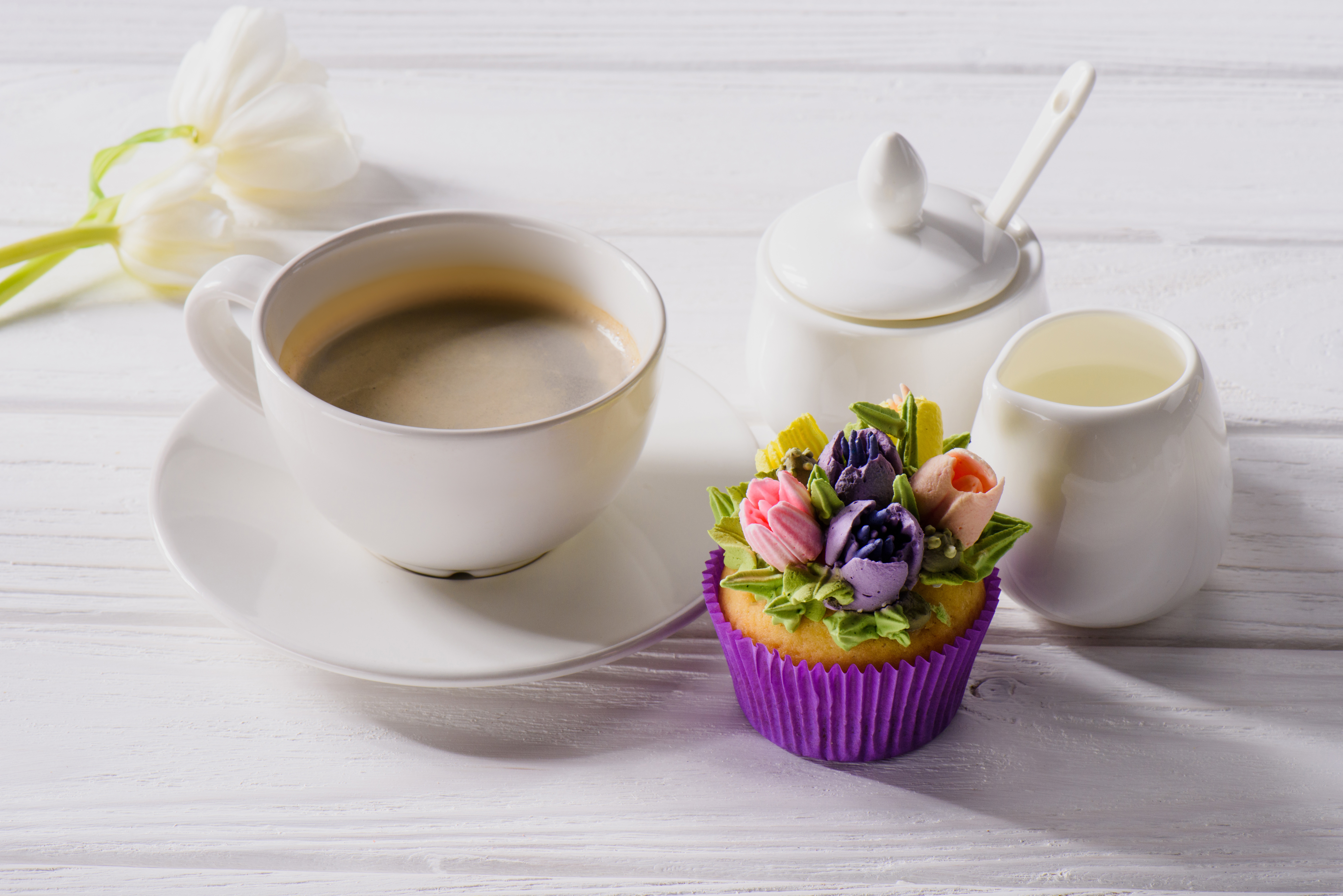 Download mobile wallpaper Food, Coffee, Still Life, Cup, Drink, Cupcake for free.